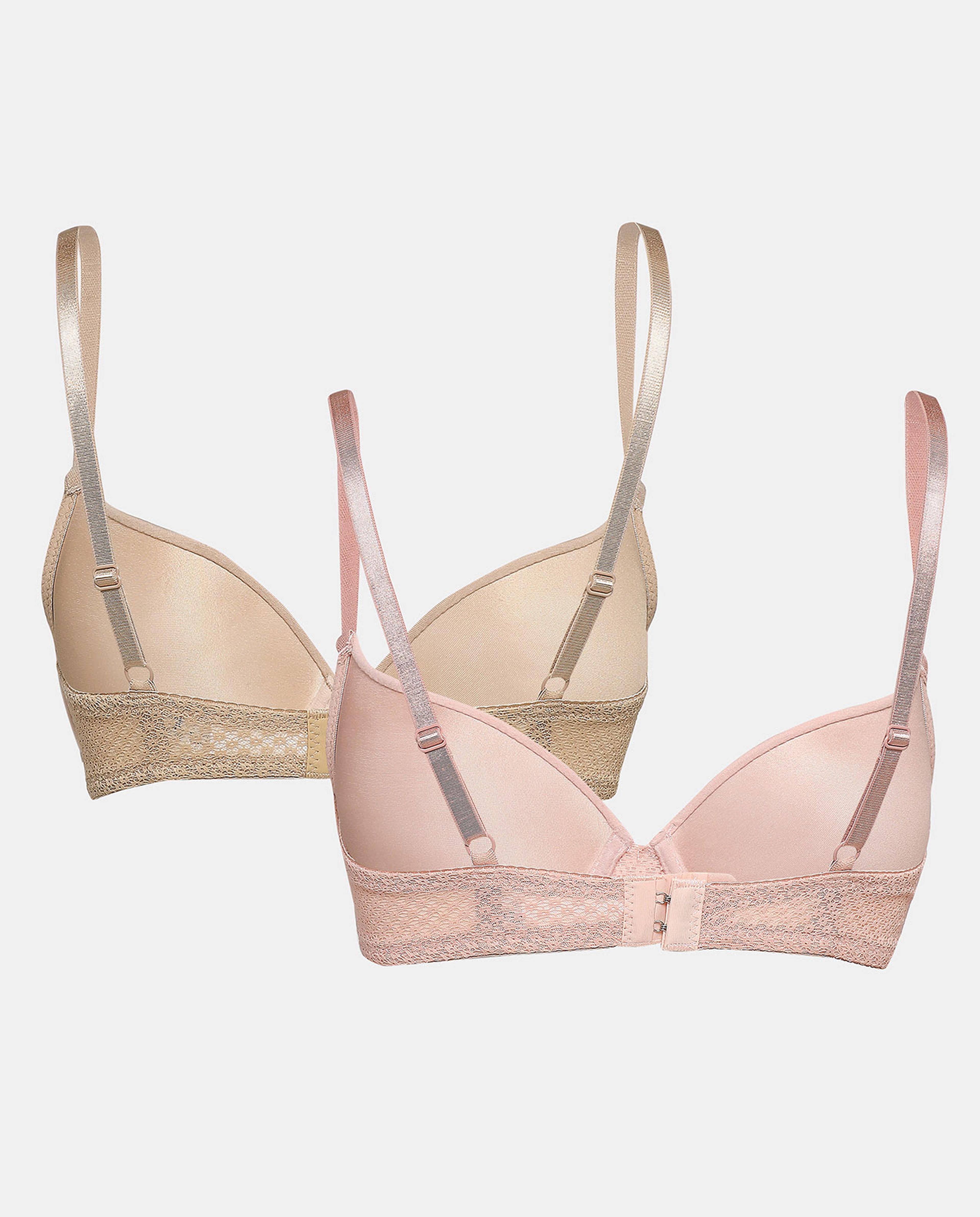 Pack of 2 Solid Lightly Padded Medium Coverage Plunge Bra