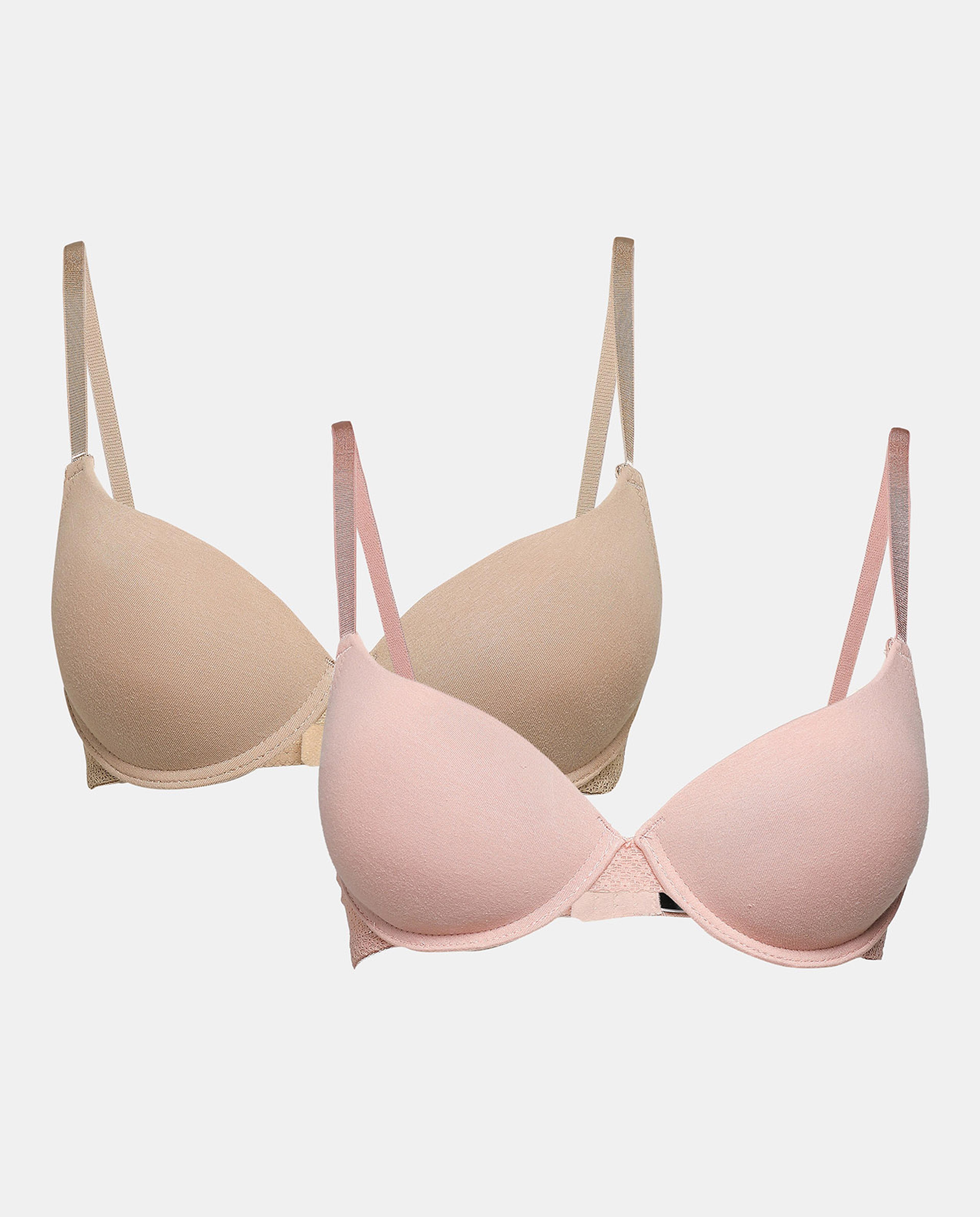 Pack of 2 Solid Lightly Padded Medium Coverage Plunge Bra