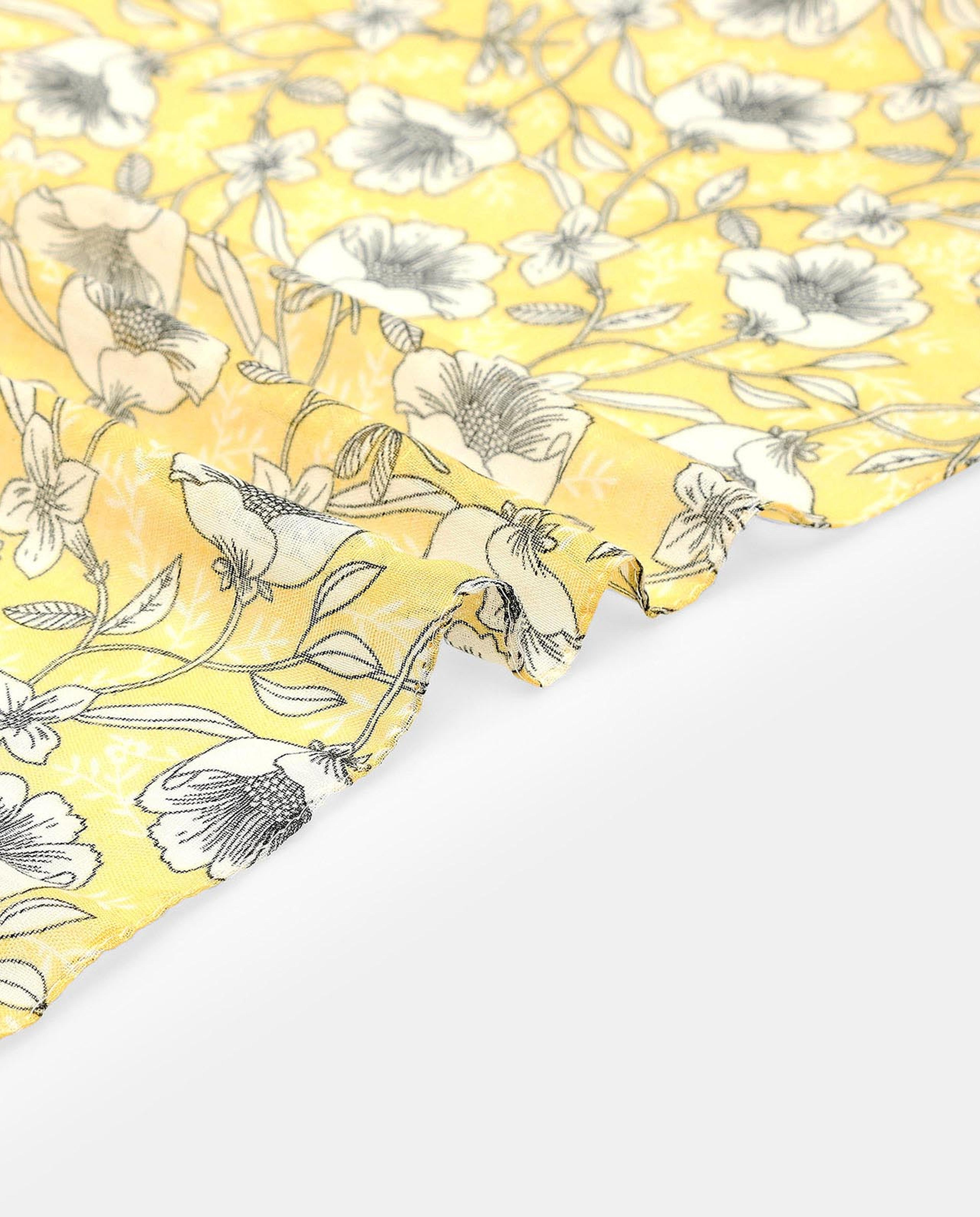 Floral Printed Scarf with Tassels