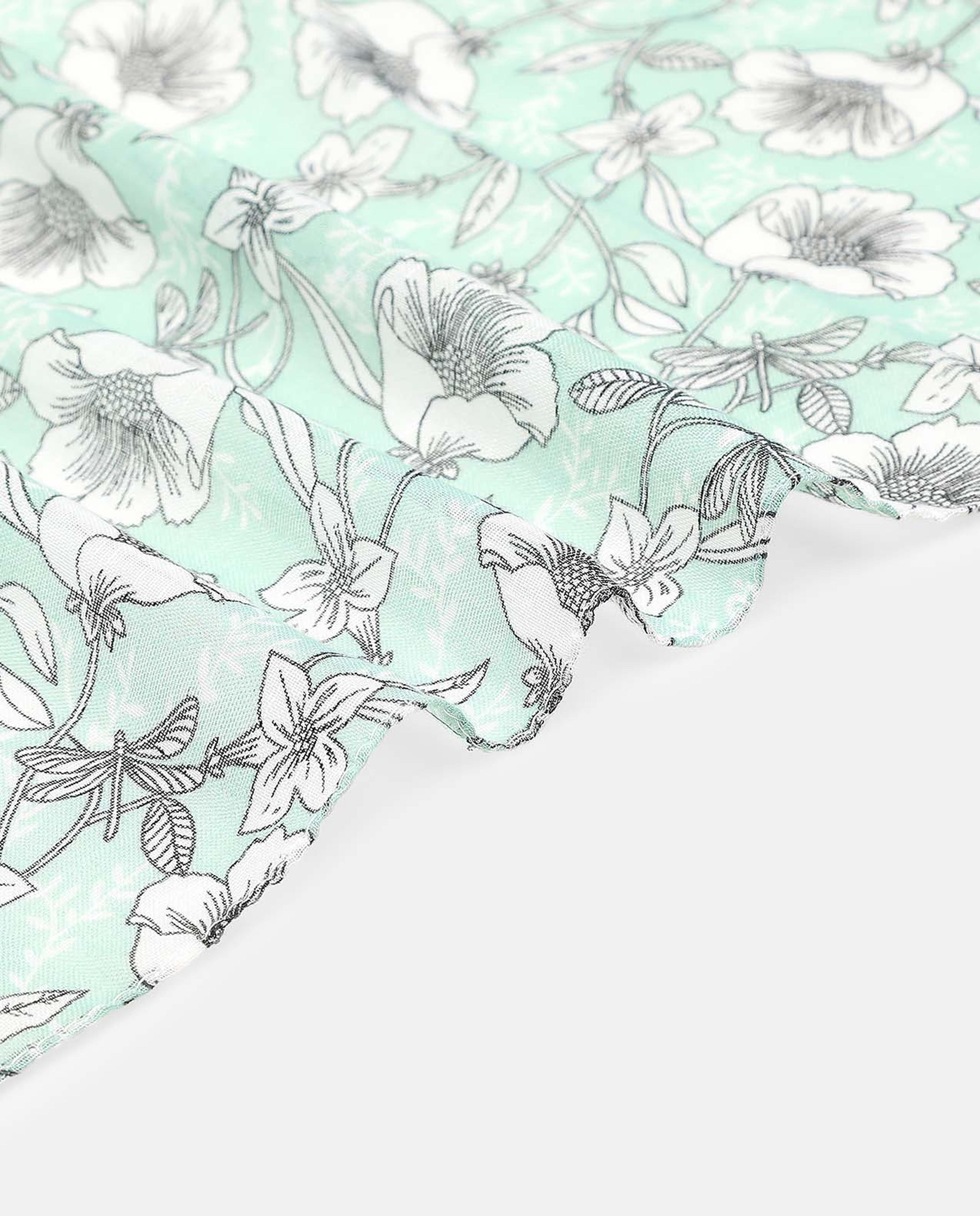 Floral Printed Scarf with Tassels