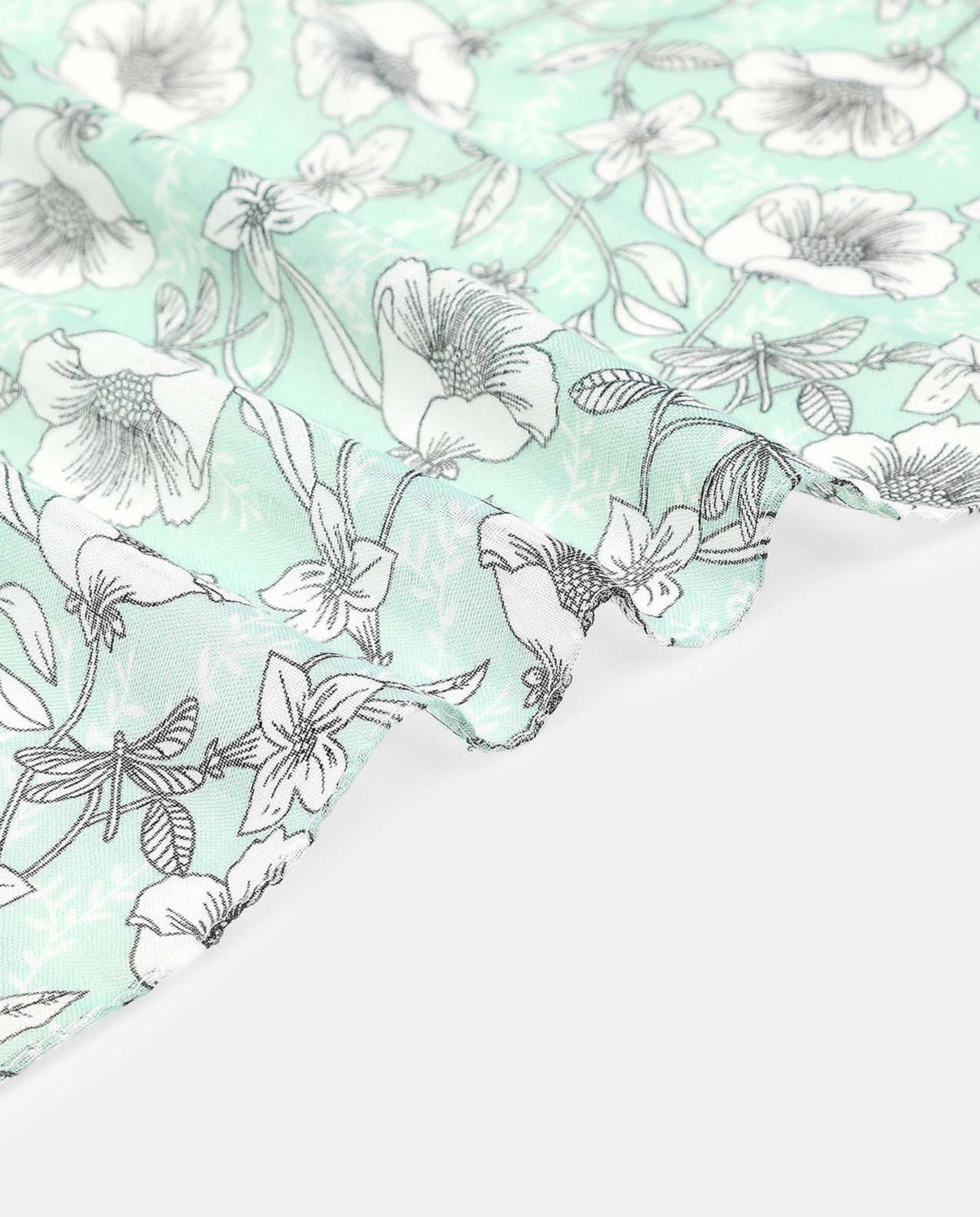 Floral Printed Scarf with Tassels