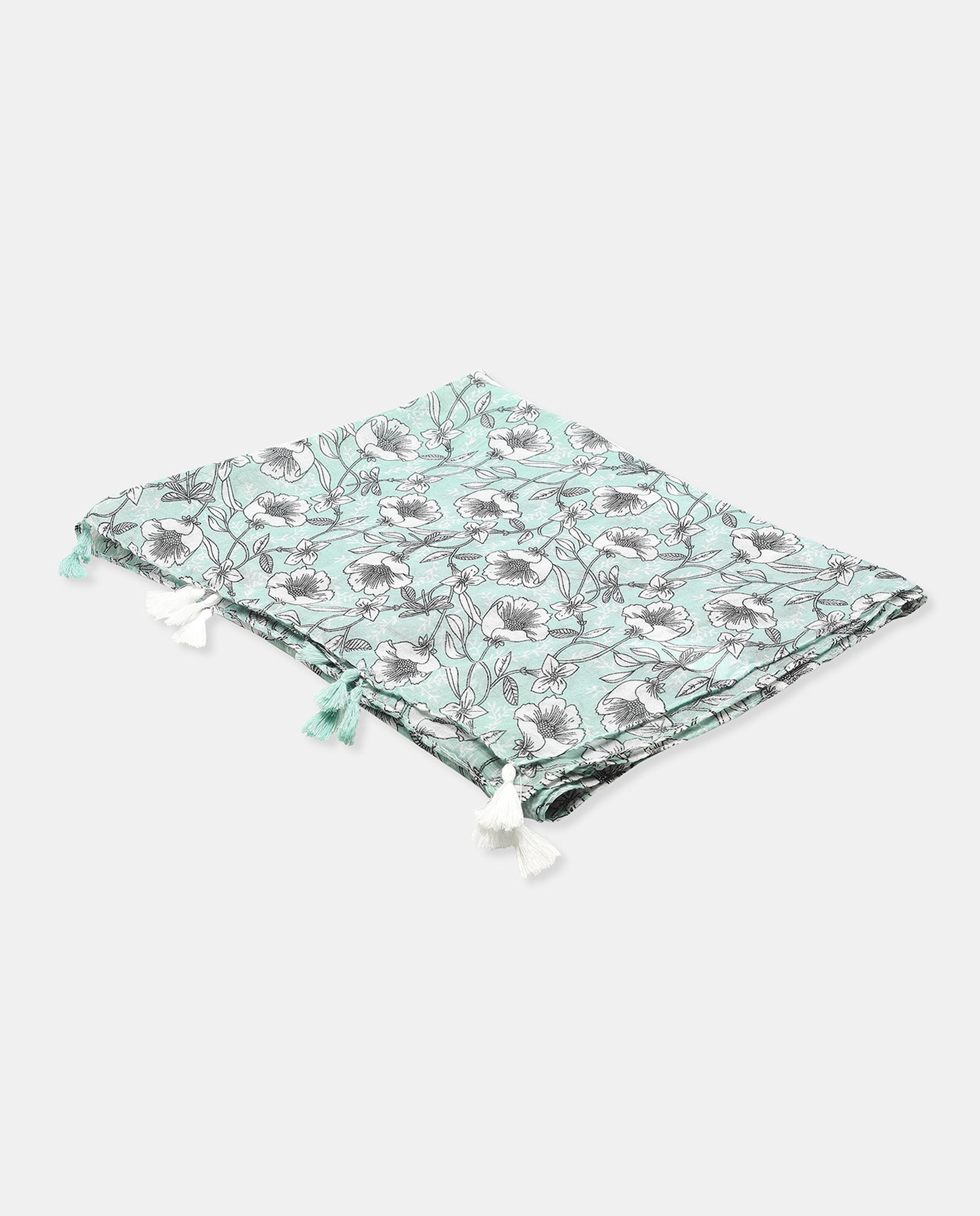 Floral Printed Scarf with Tassels