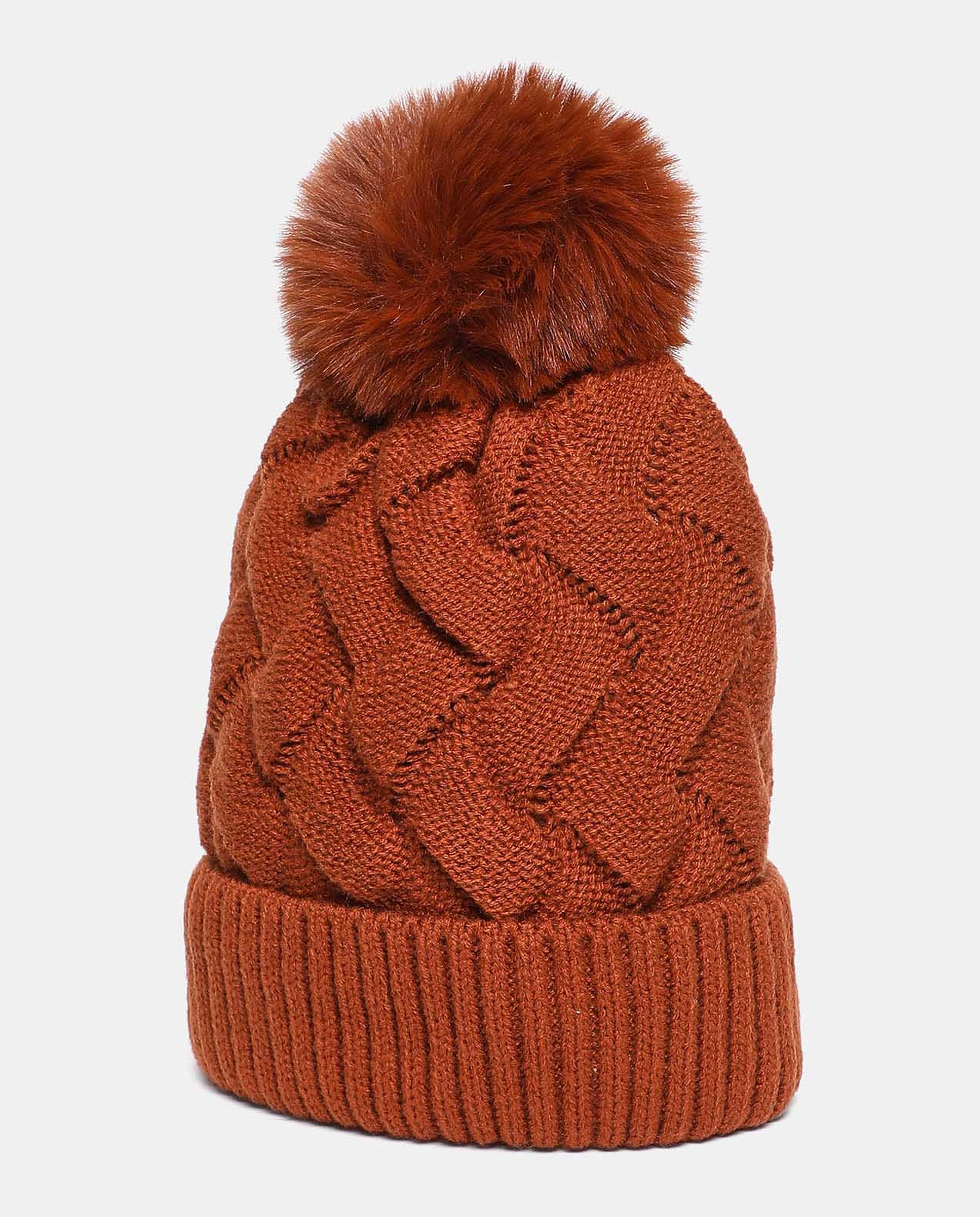Self Design Knitted Pom-Pom Beanie Cap