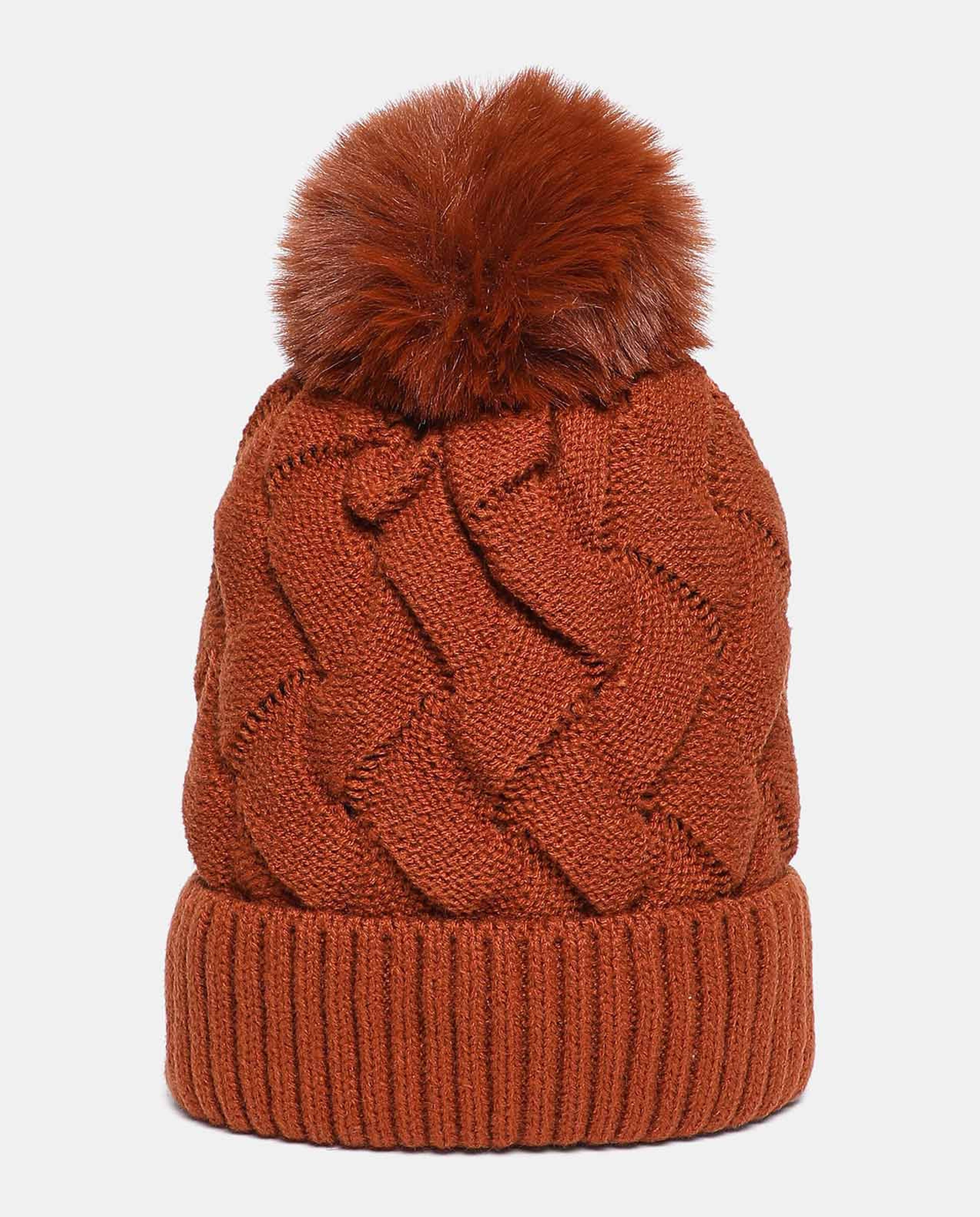 Self Design Knitted Pom-Pom Beanie Cap