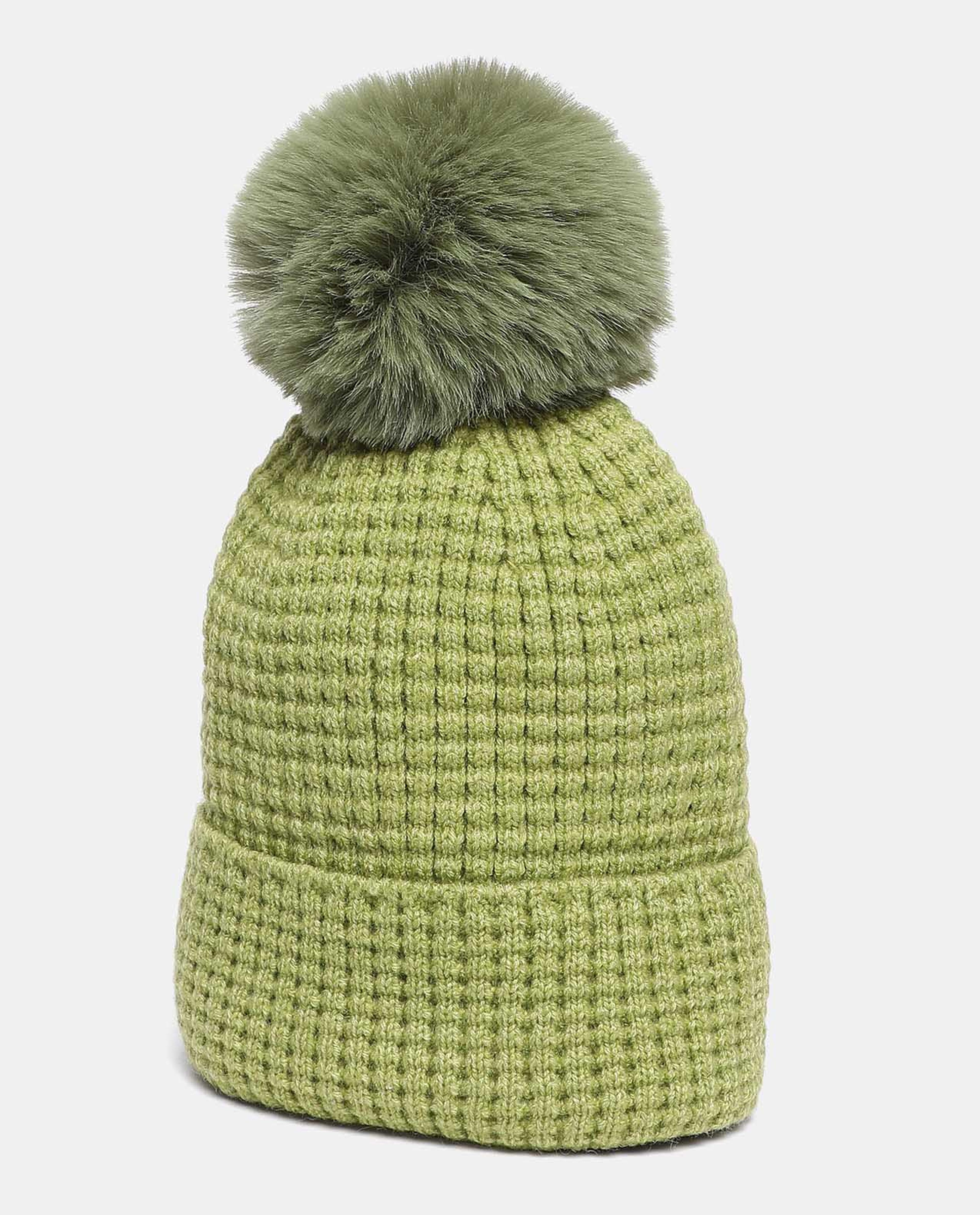 Self Design Knitted Pom-Pom Beanie Cap