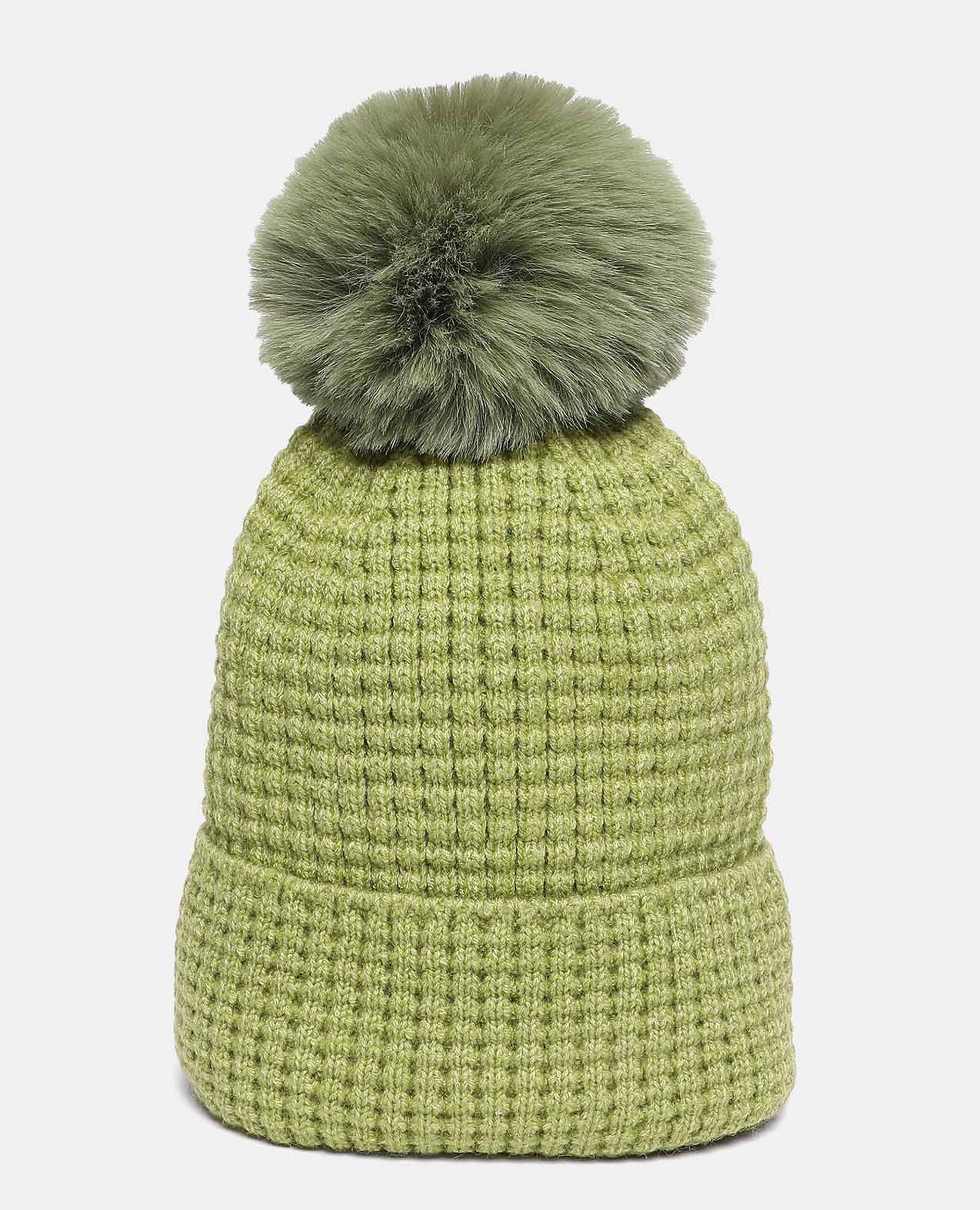 Self Design Knitted Pom-Pom Beanie Cap
