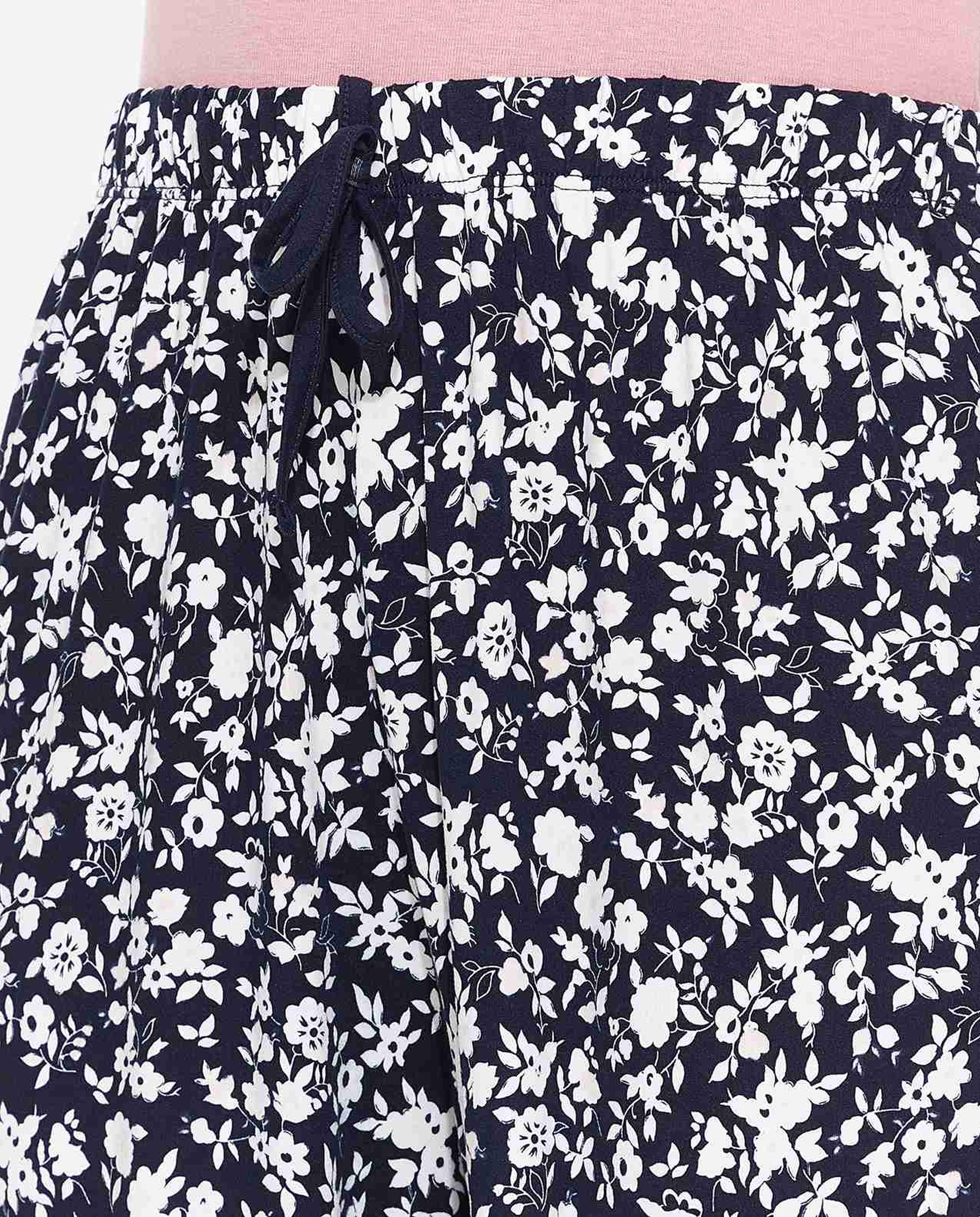Floral Printed Lounge Pants with Elasticated Drawstring Waist