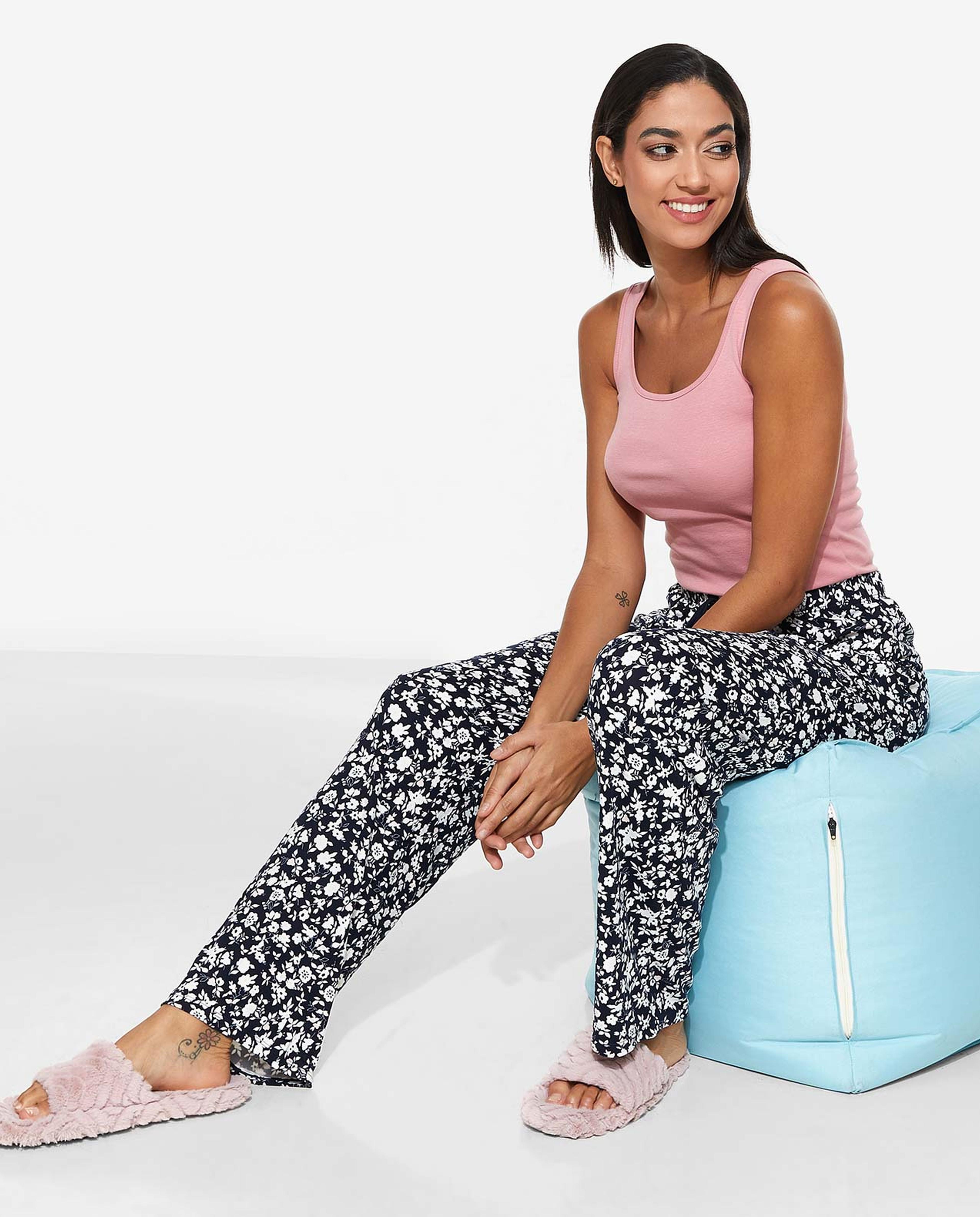 Floral Printed Lounge Pants with Elasticated Drawstring Waist