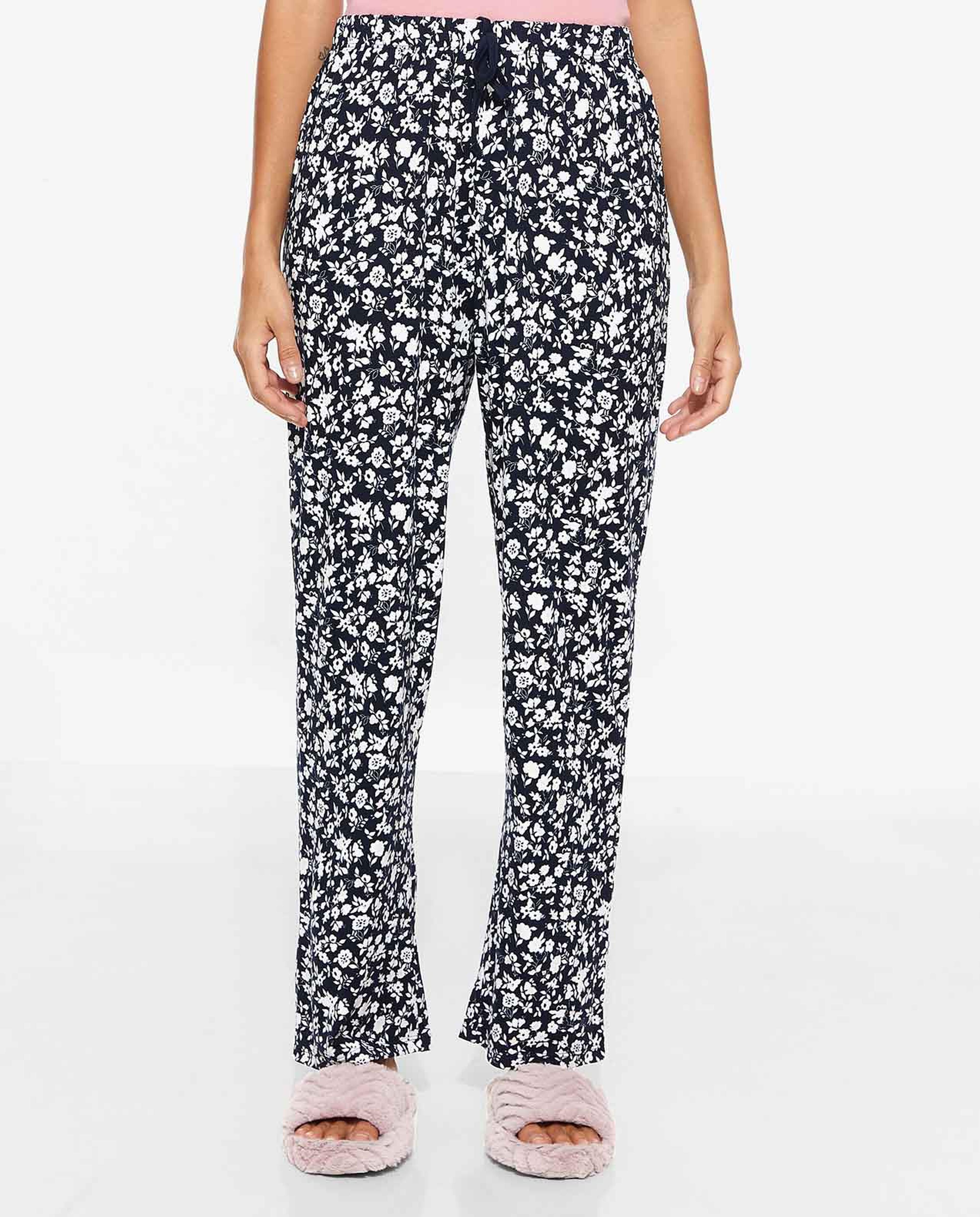 Floral Printed Lounge Pants with Elasticated Drawstring Waist