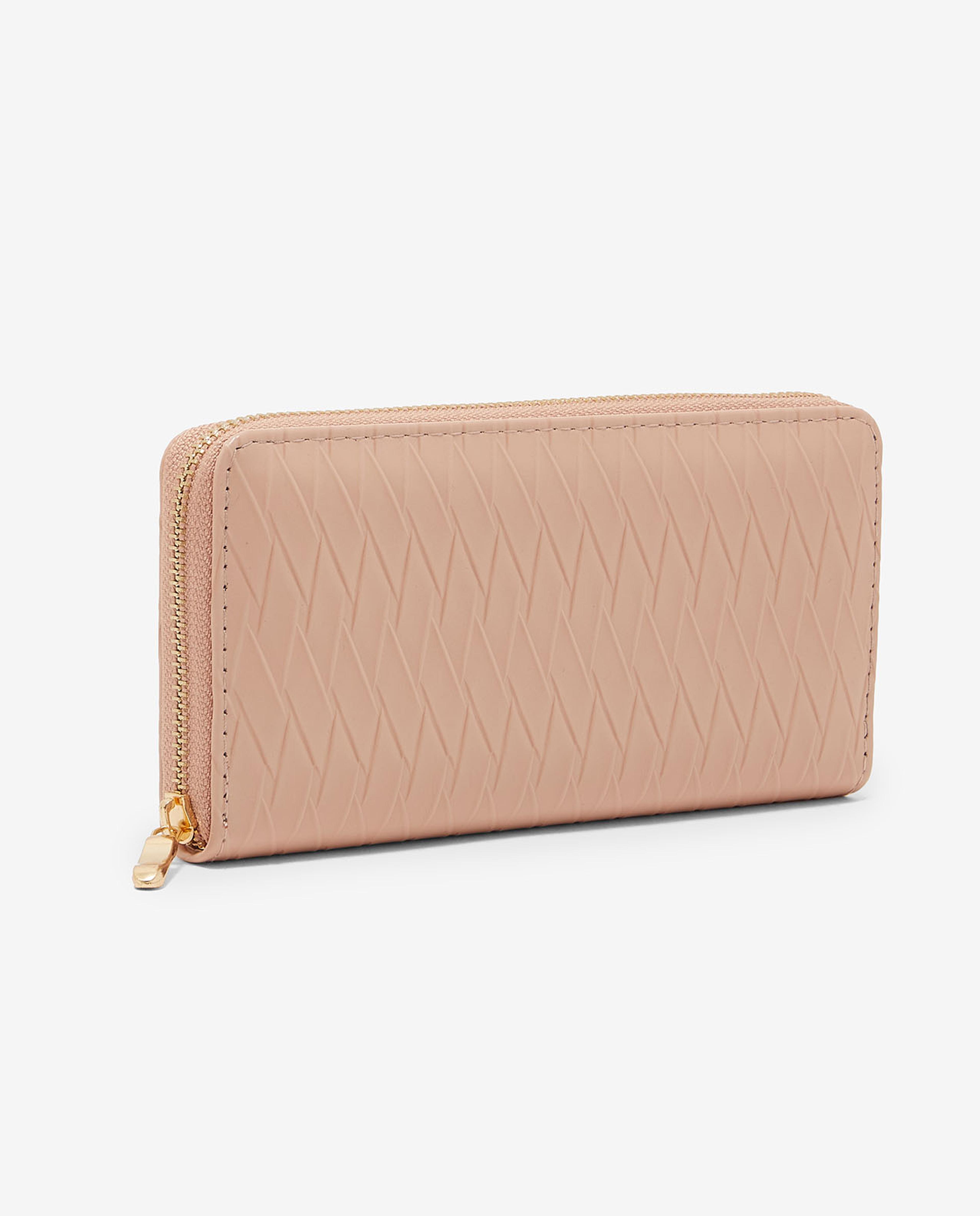Textured Wallet with Zippered Closure