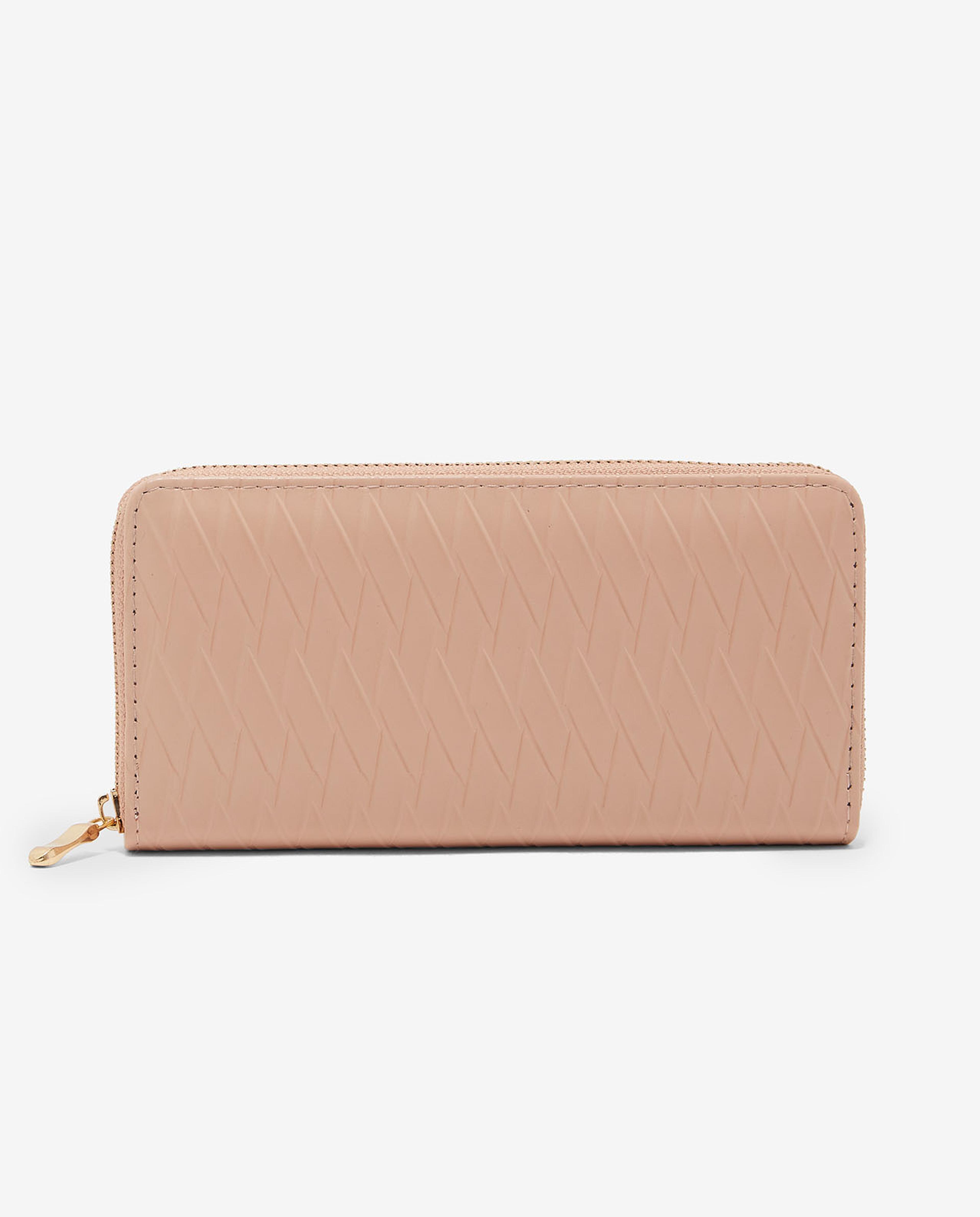 Textured Wallet with Zippered Closure