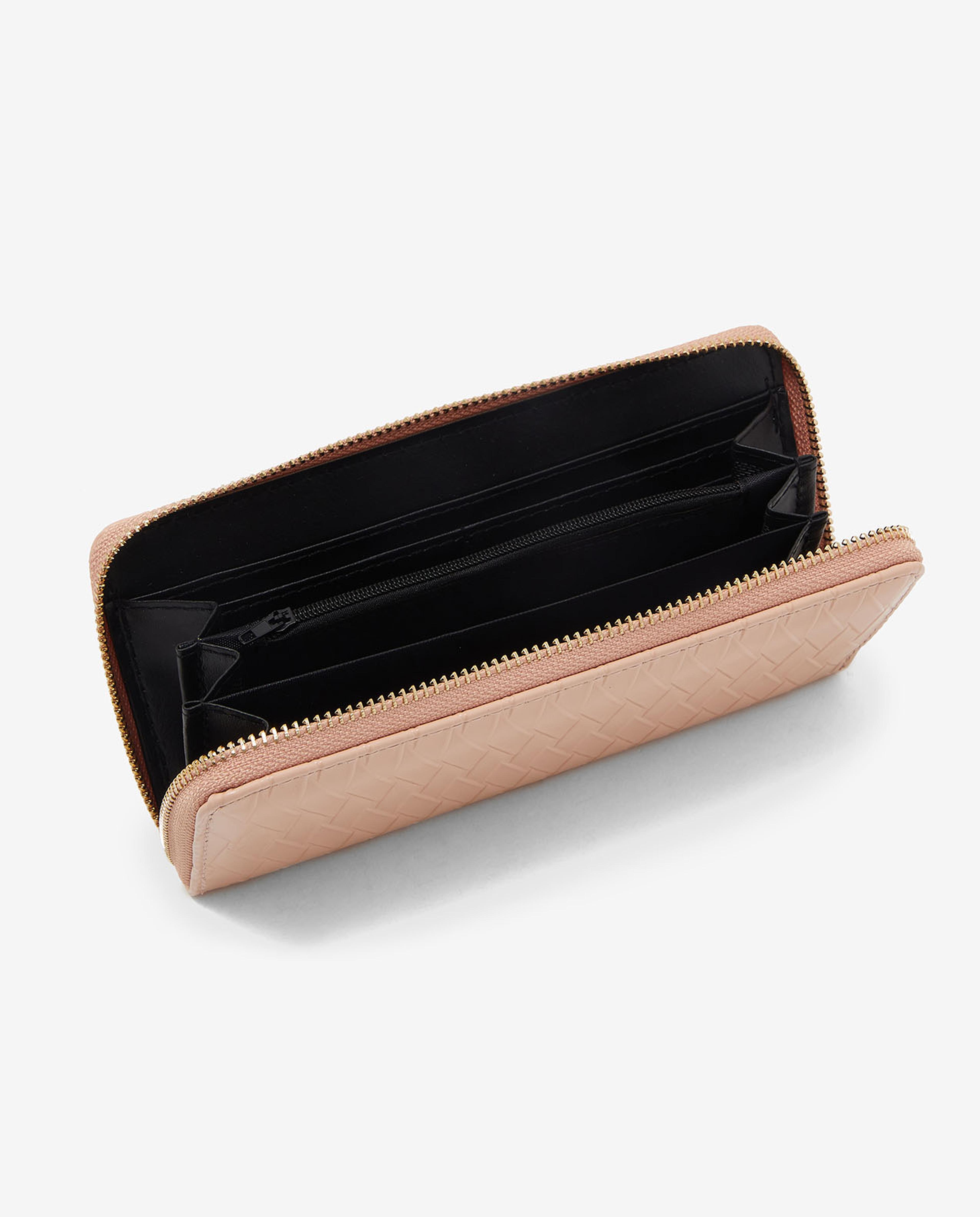Textured Wallet with Zippered Closure