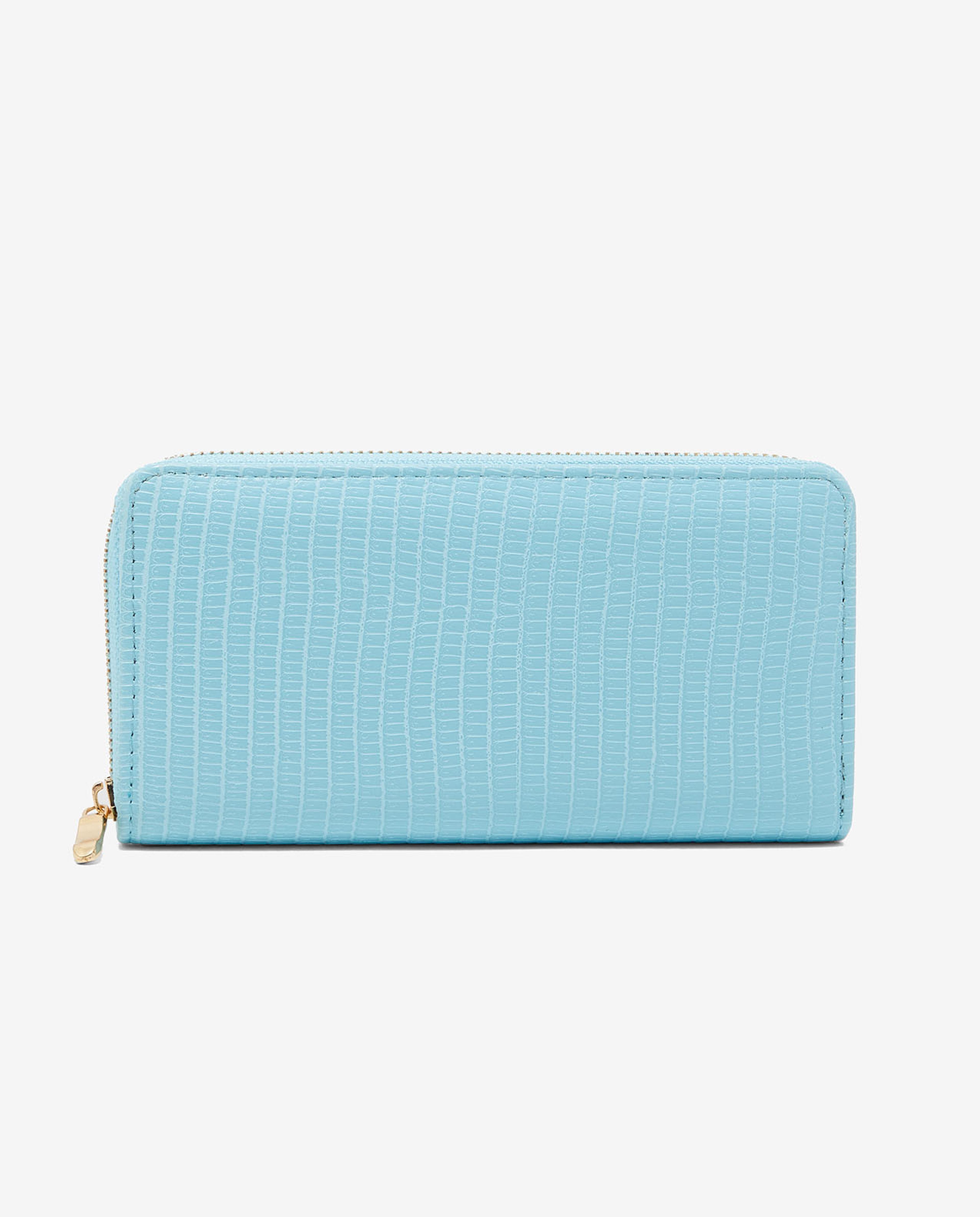 Textured Wallet with Zippered Closure