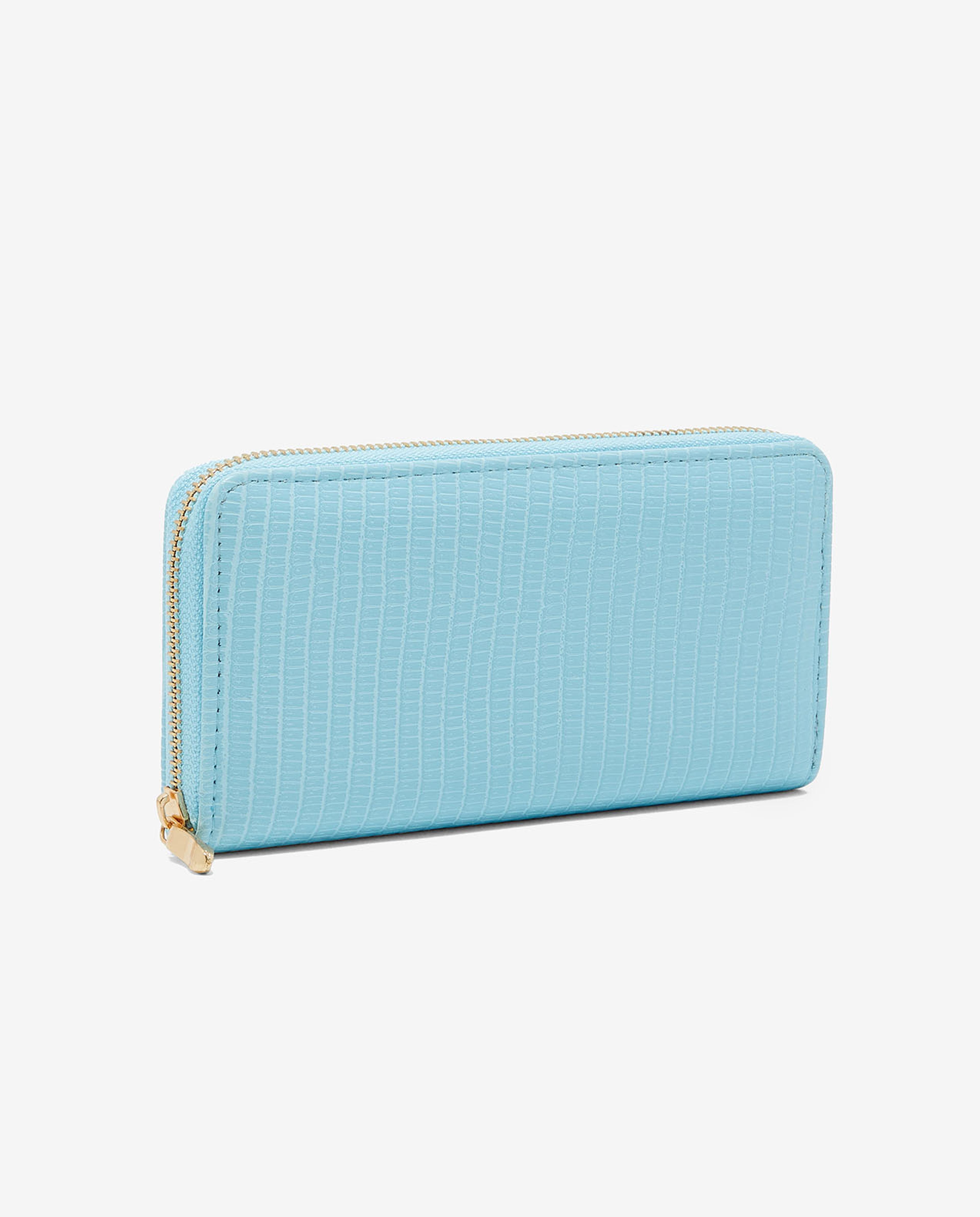Textured Wallet with Zippered Closure