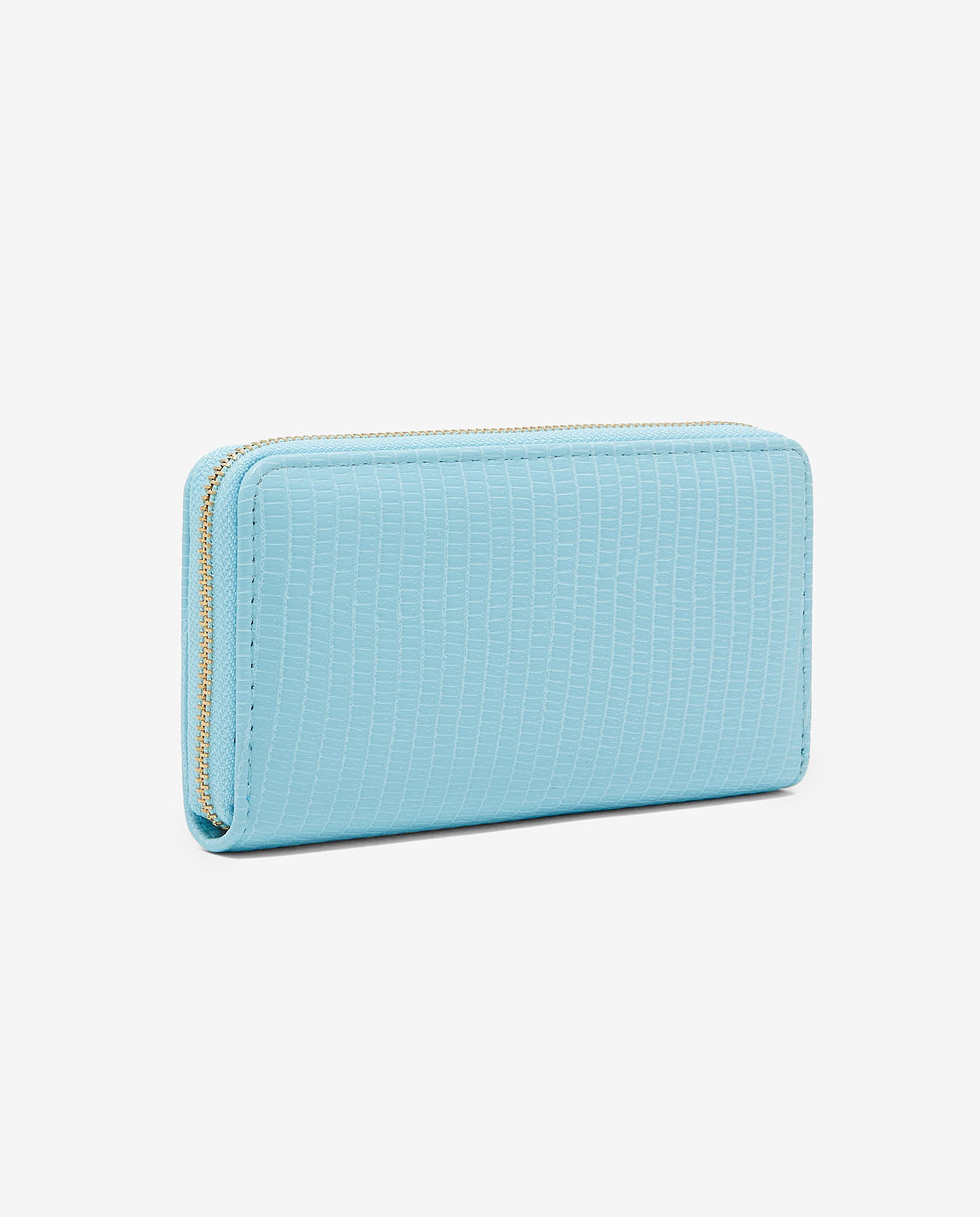 Textured Wallet with Zippered Closure
