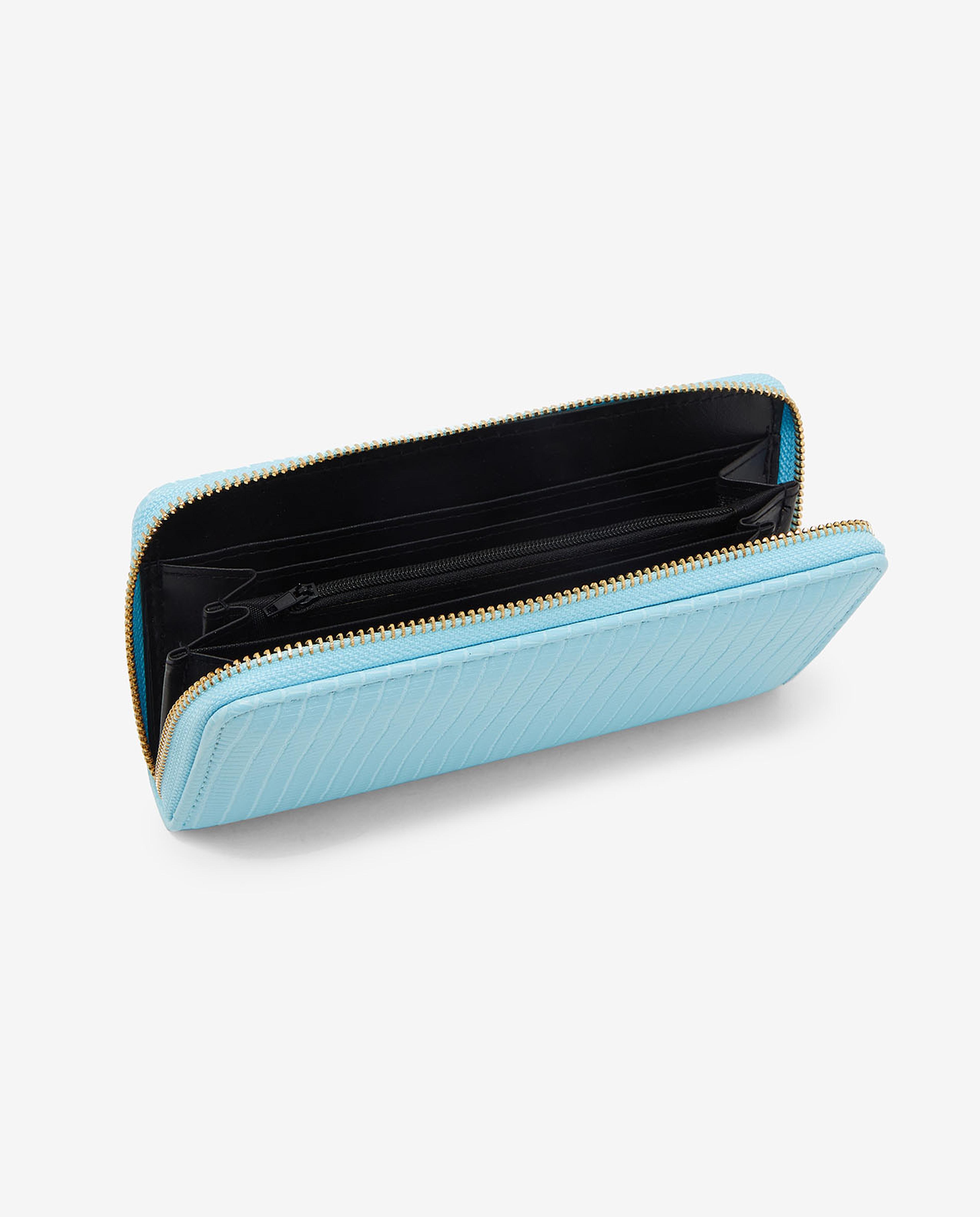 Textured Wallet with Zippered Closure