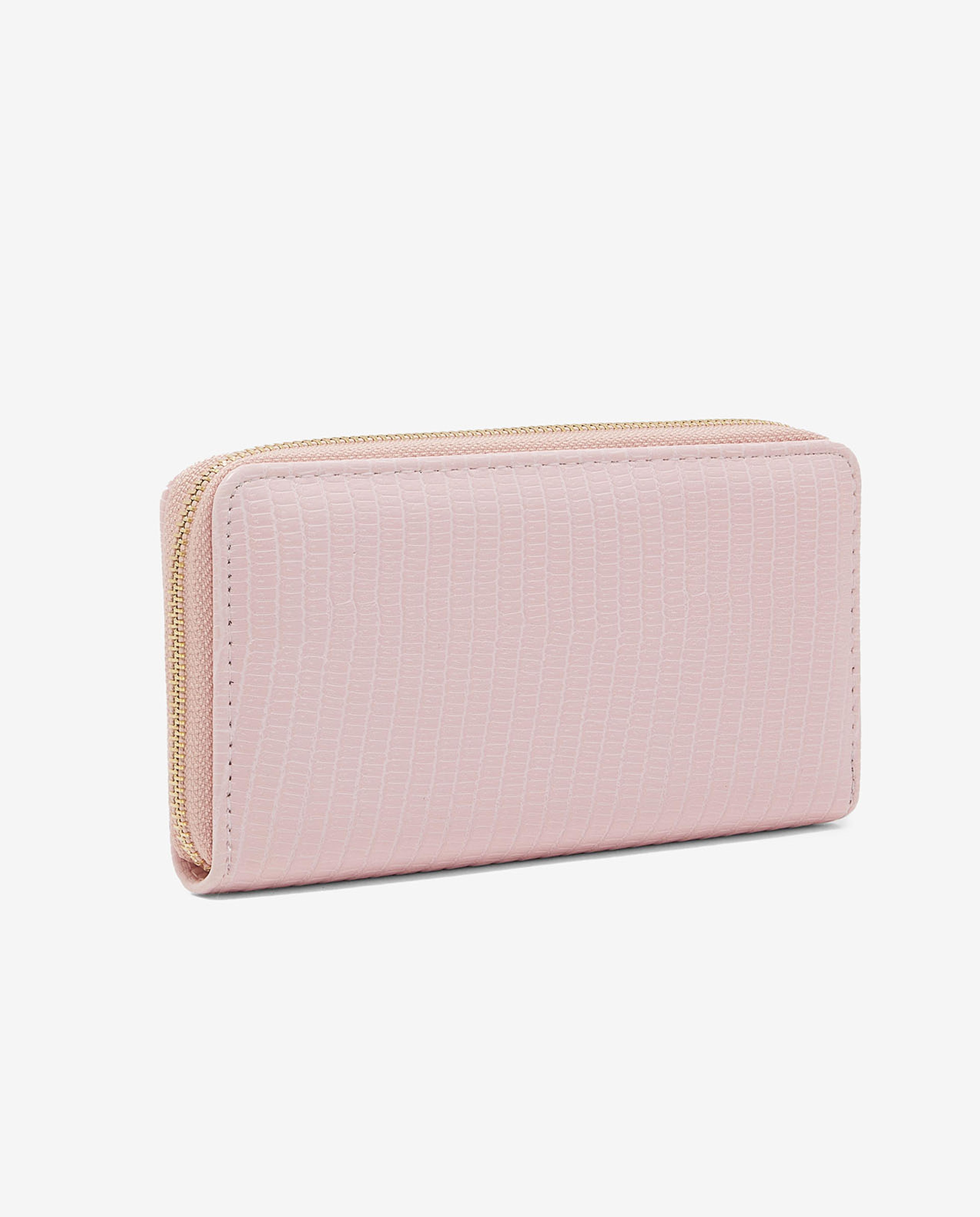Textured Wallet with Zippered Closure