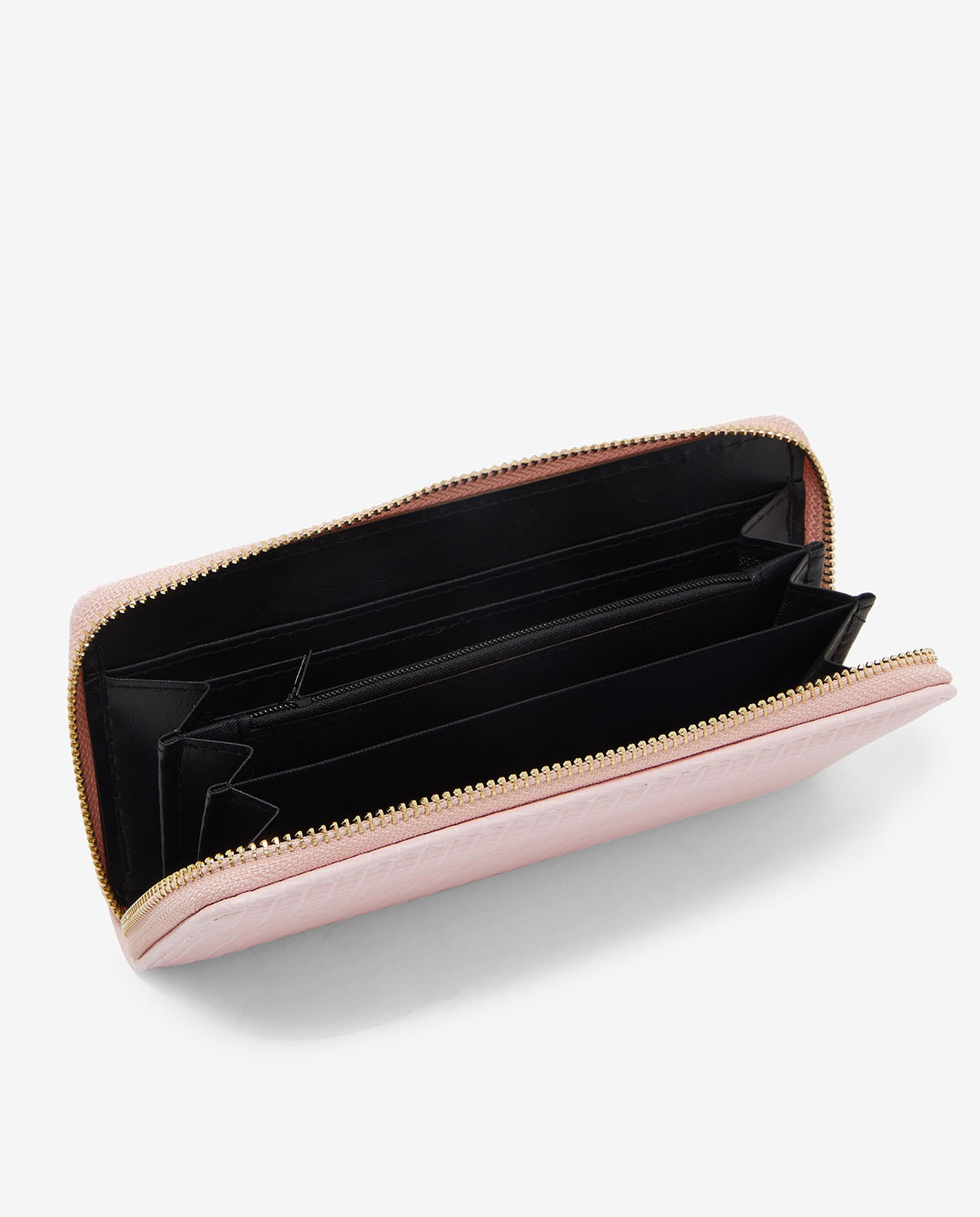 Textured Wallet with Zippered Closure