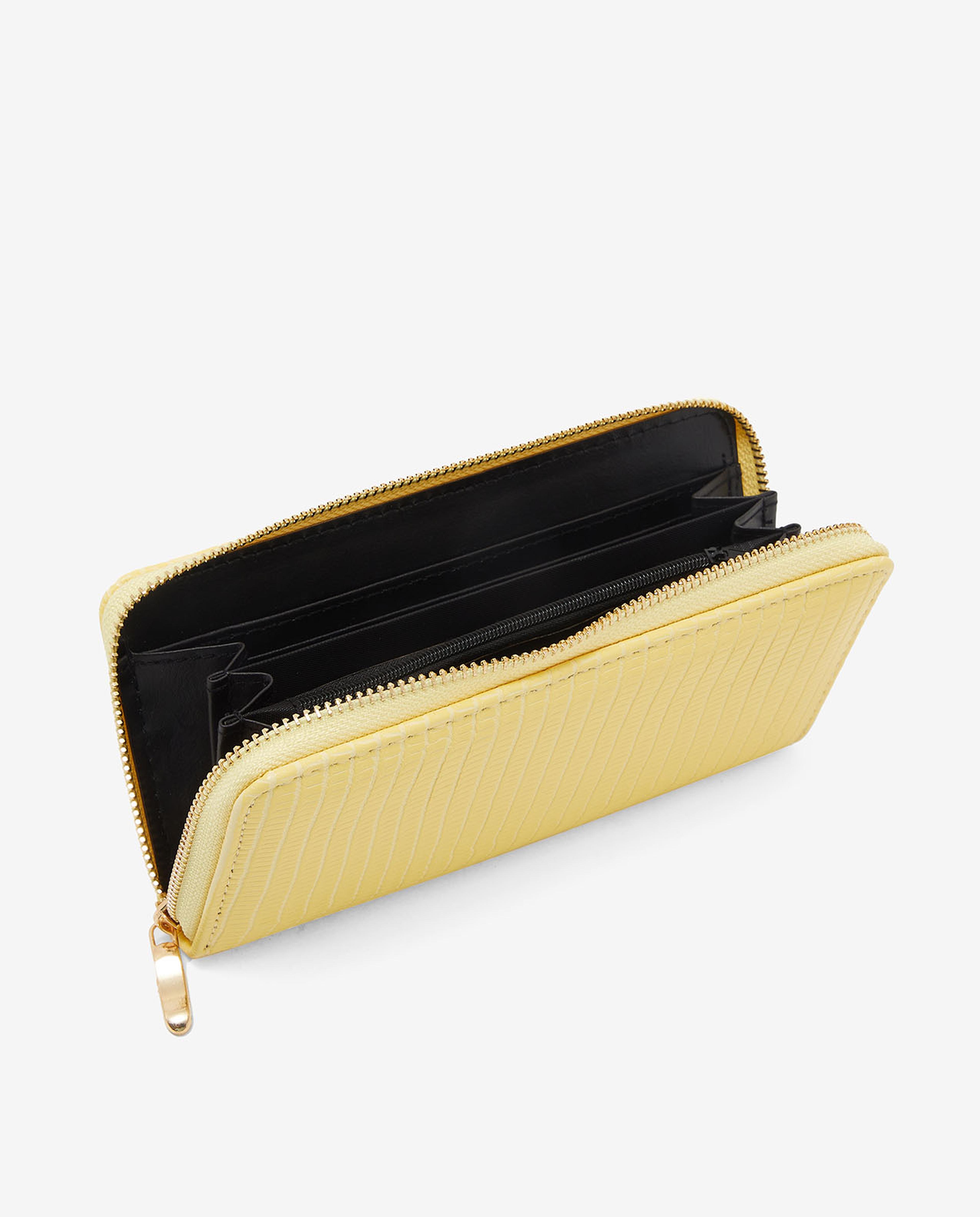 Textured Wallet with Zippered Closure