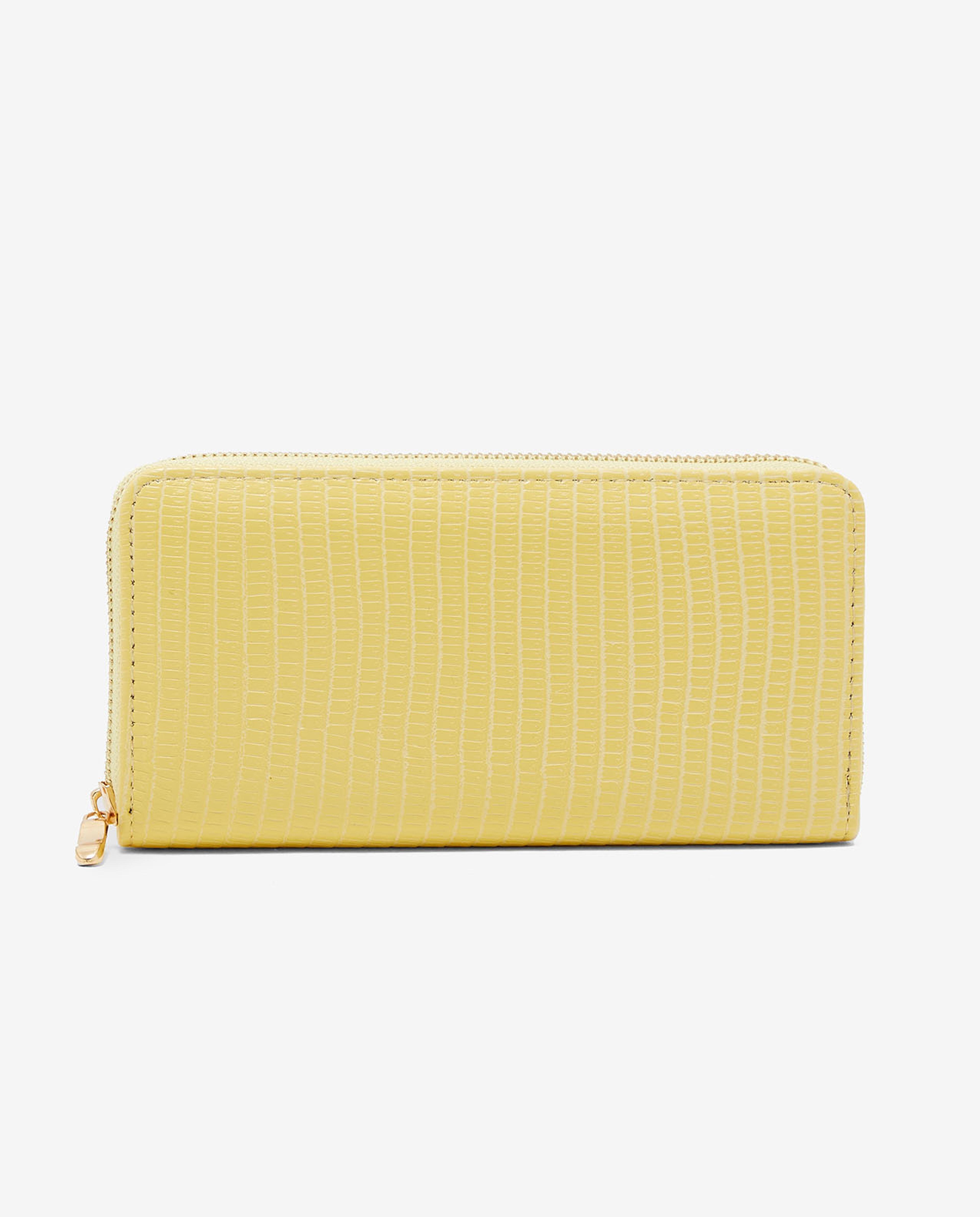 Textured Wallet with Zippered Closure