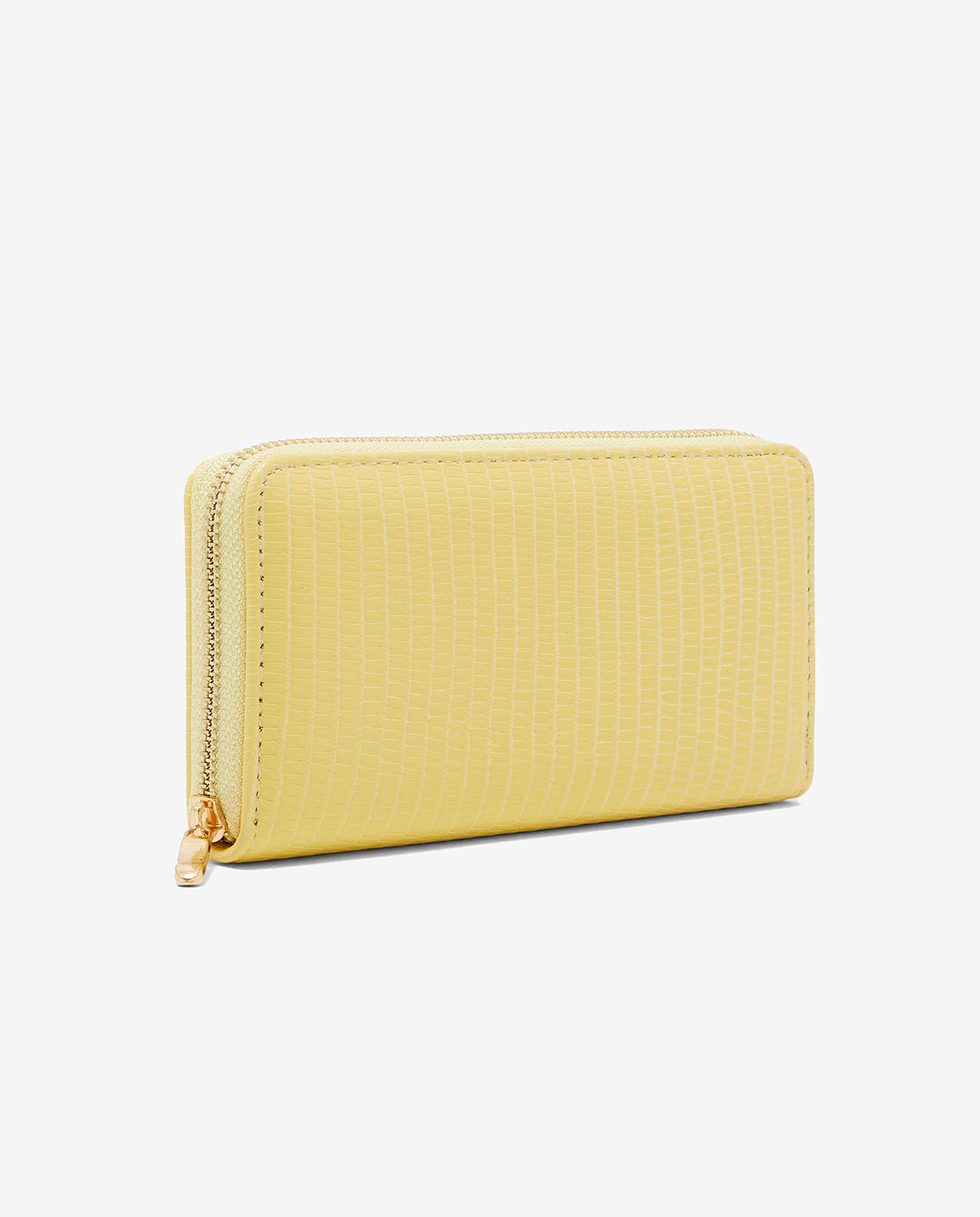 Textured Wallet with Zippered Closure