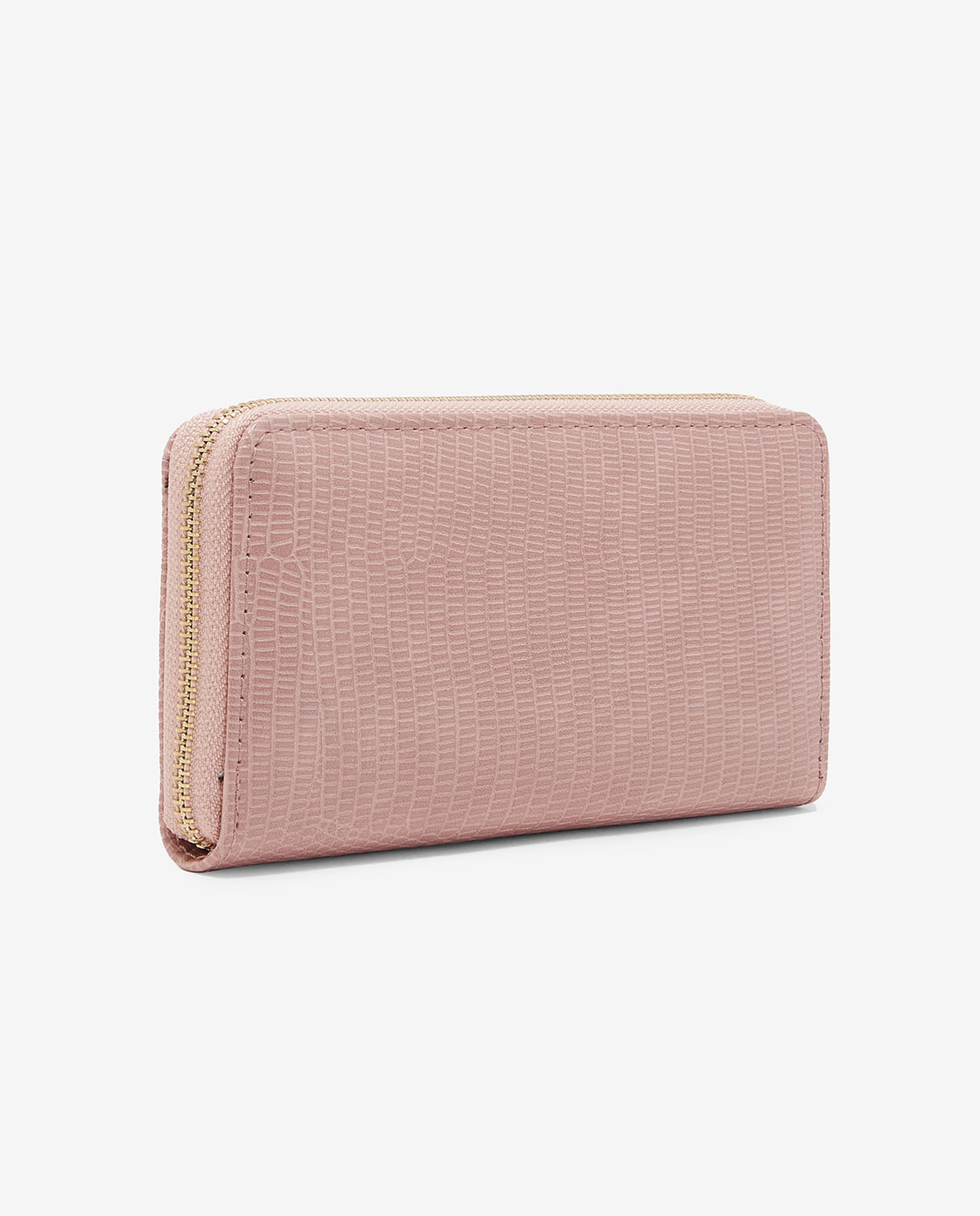 Textured Wallet with Zippered Closure
