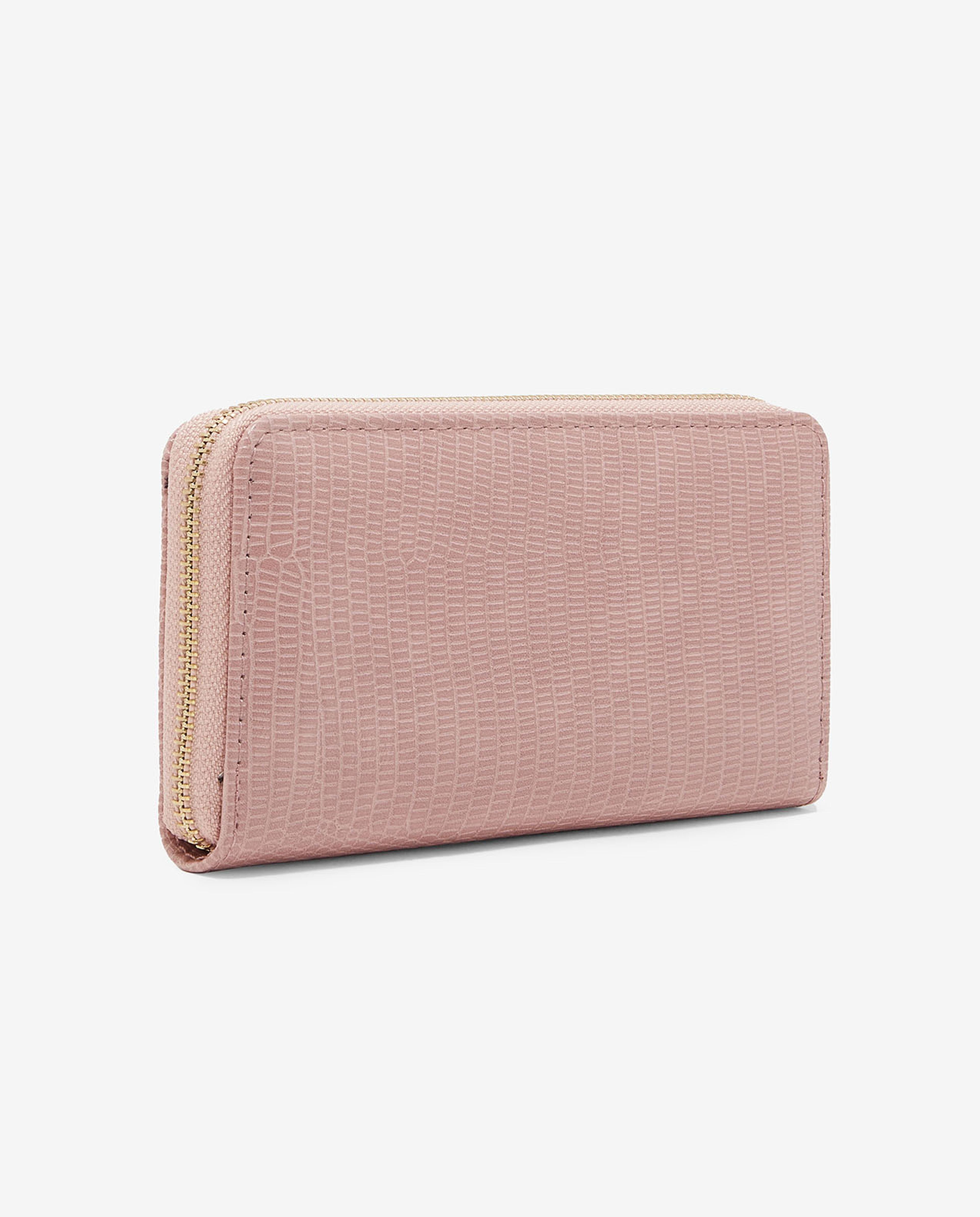 Textured Wallet with Zippered Closure