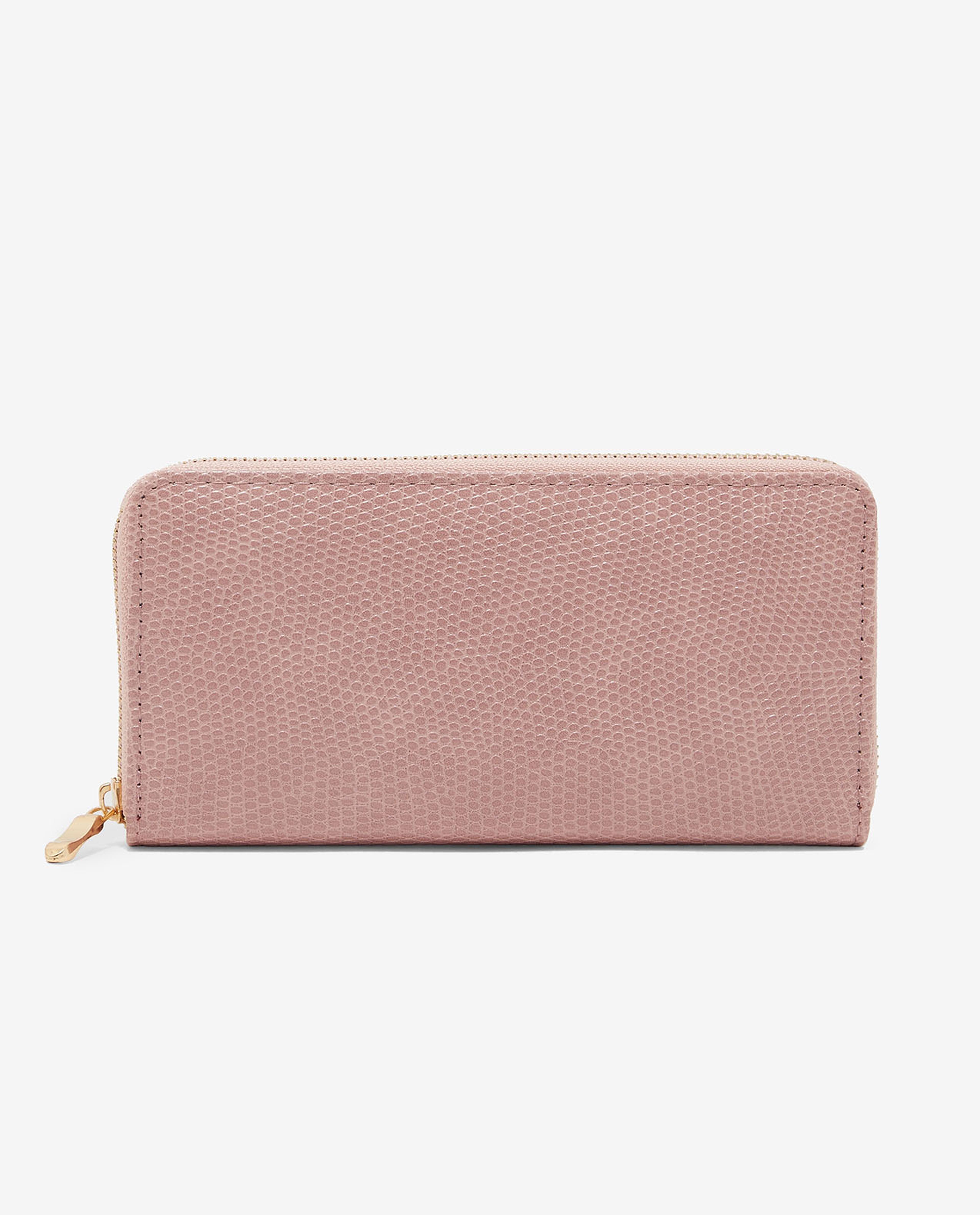 Textured Wallet with Zippered Closure