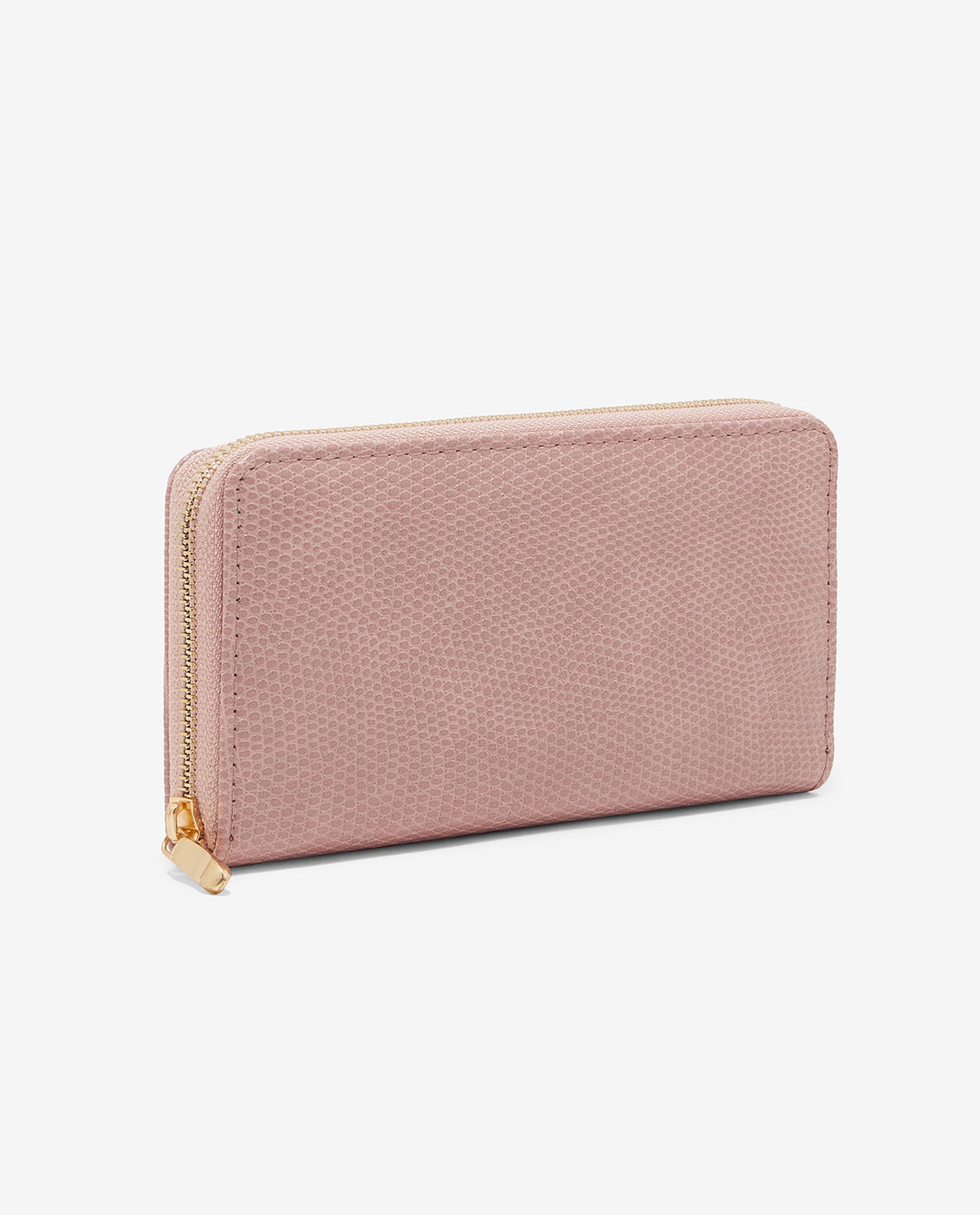 Textured Wallet with Zippered Closure
