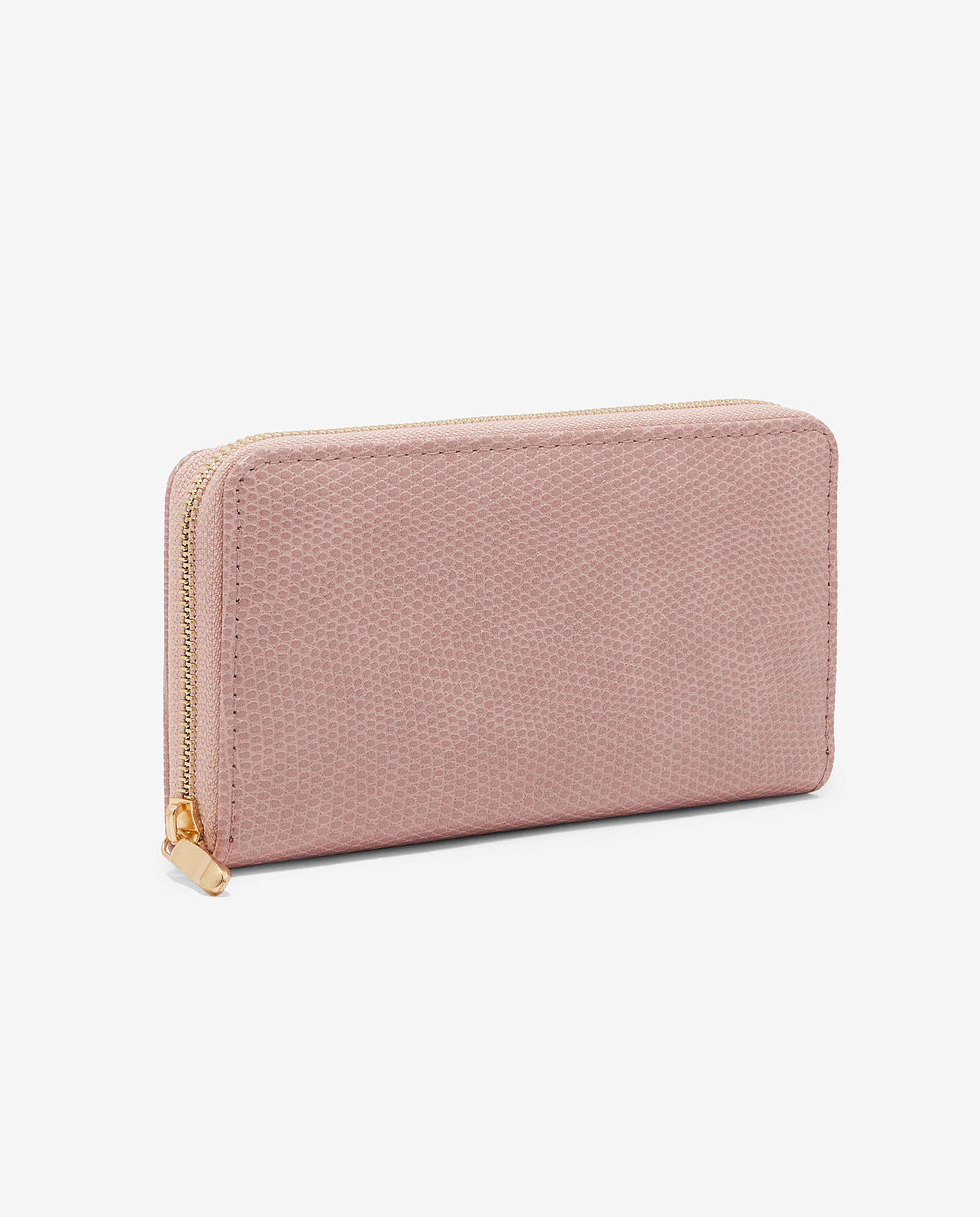 Textured Wallet with Zippered Closure