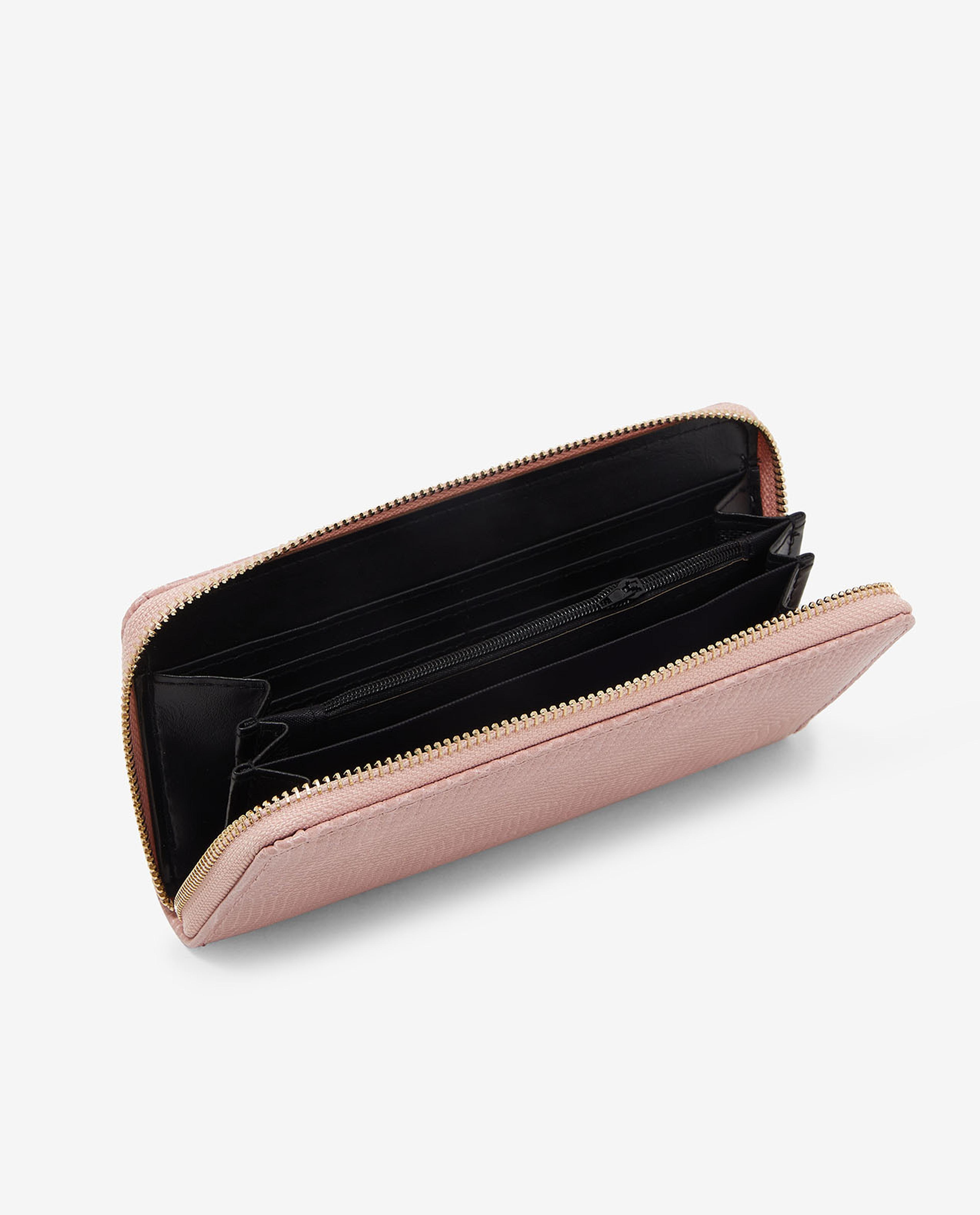 Textured Wallet with Zippered Closure