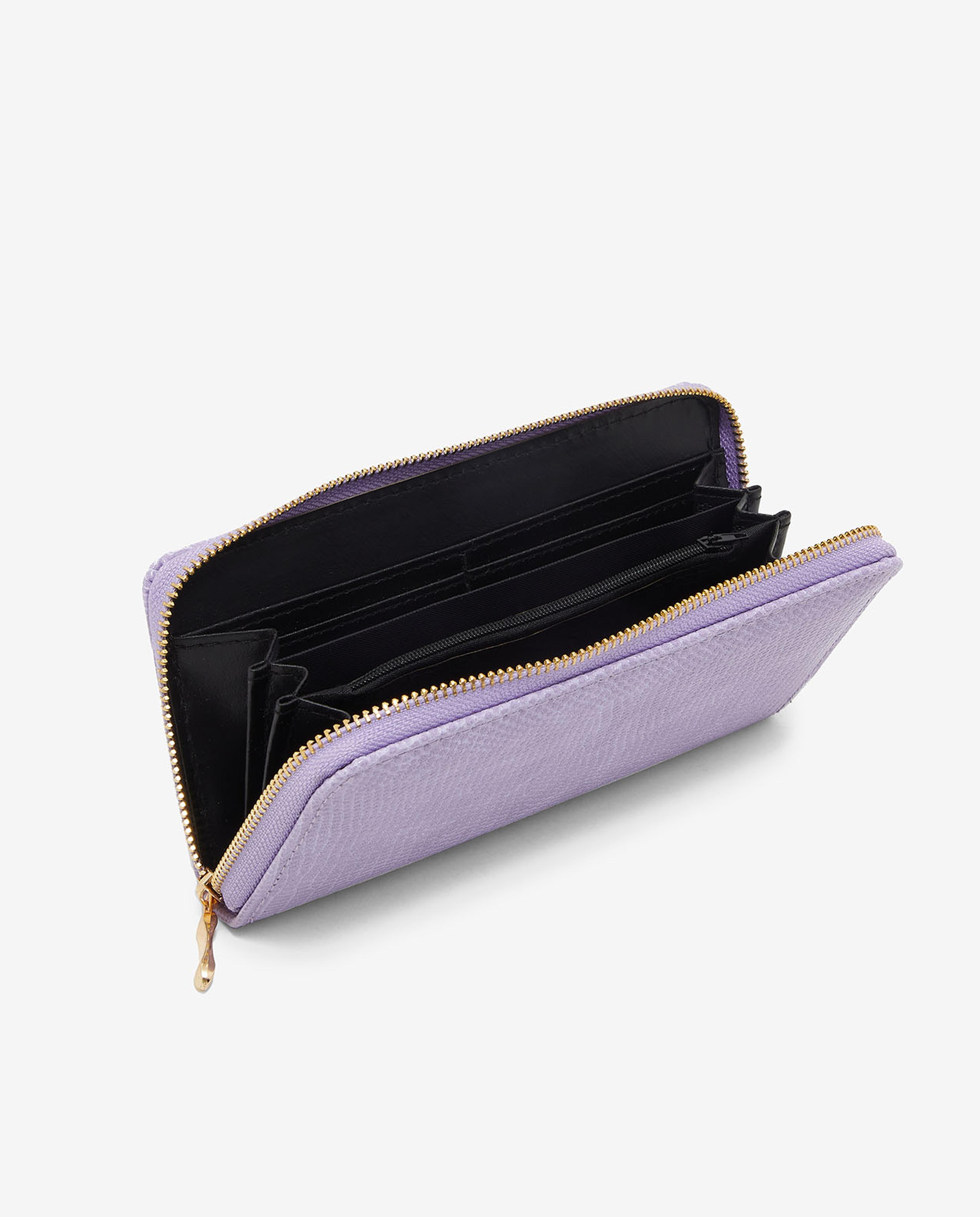 Textured Wallet with Zippered Closure