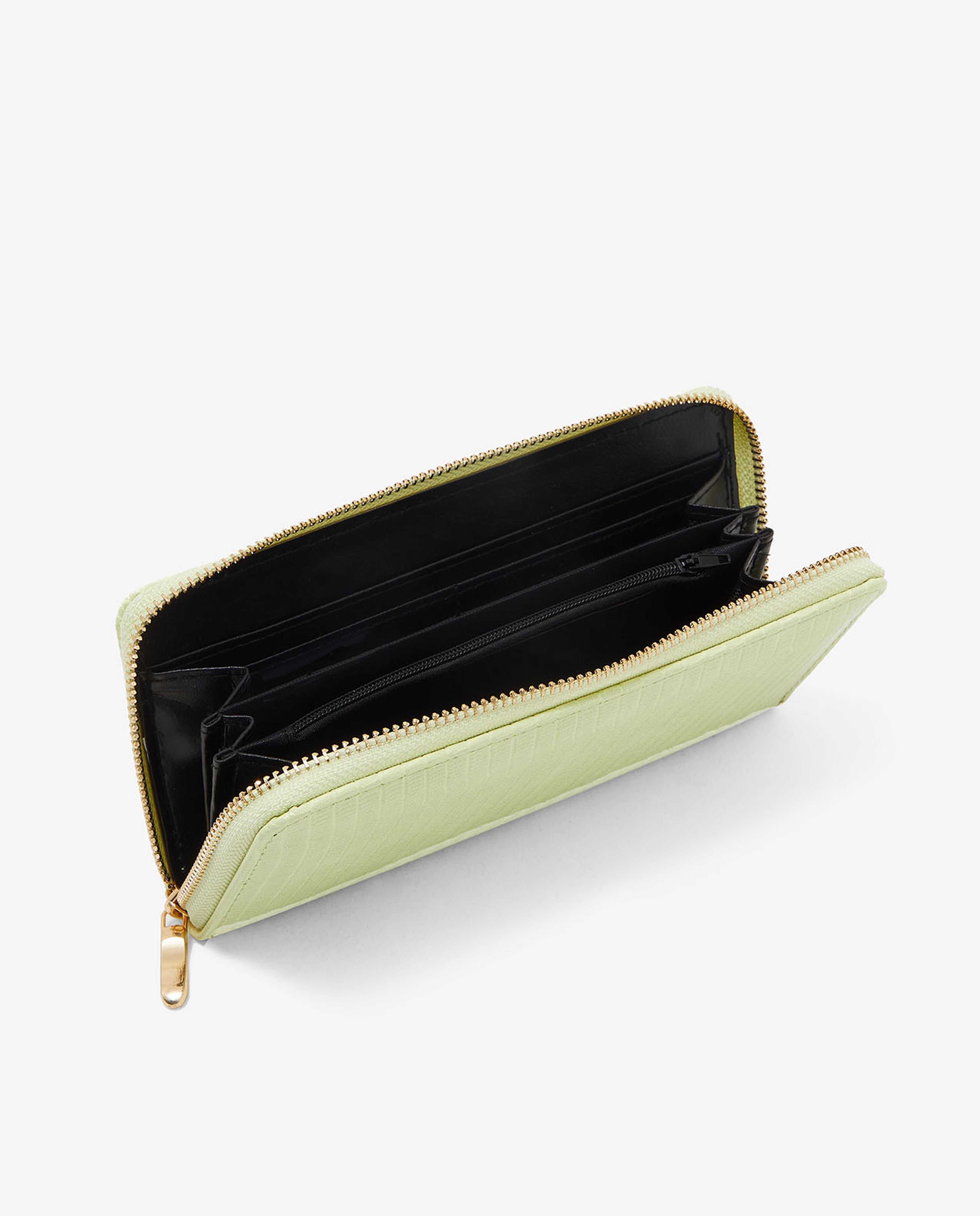 Textured Wallet with Zippered Closure