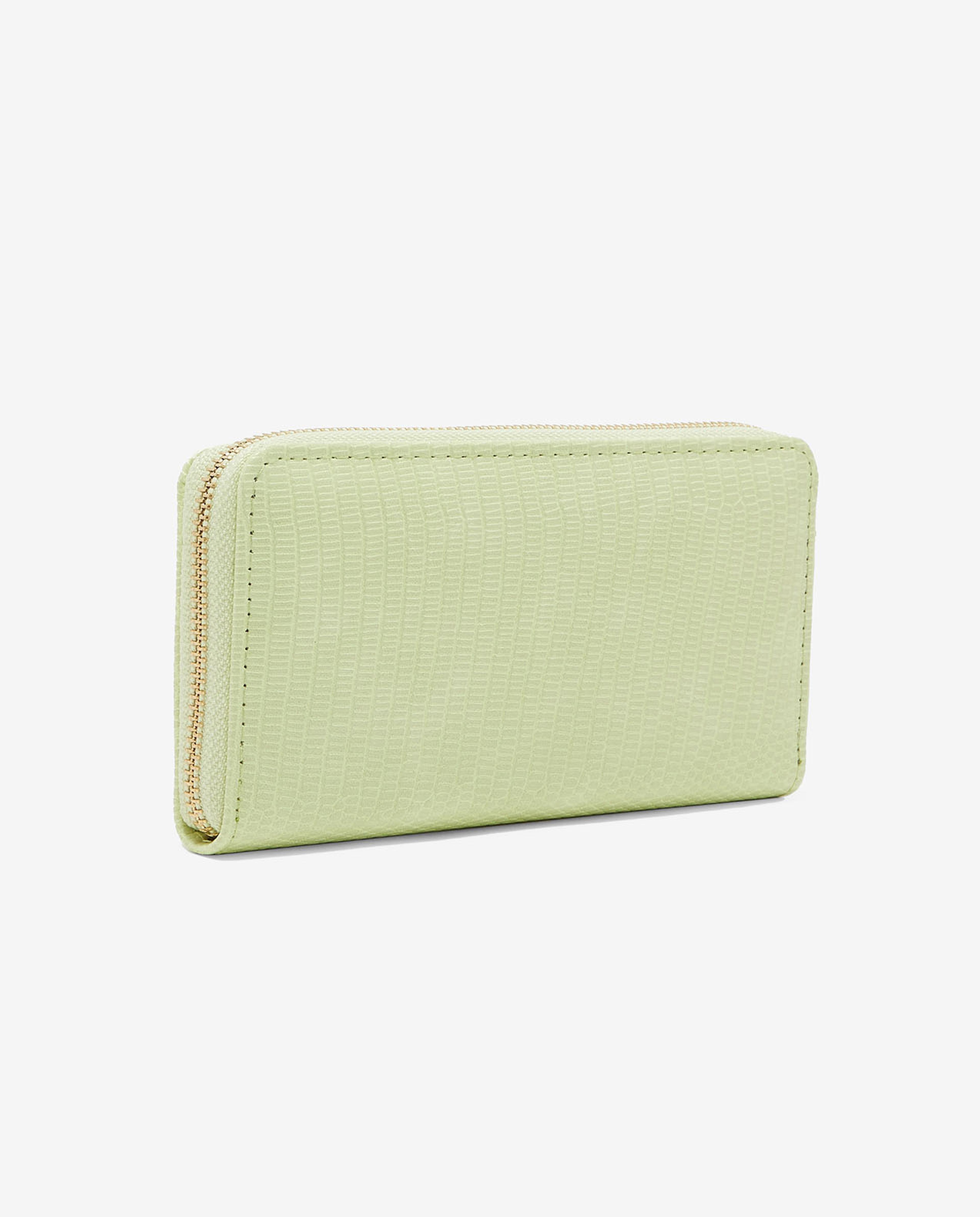 Textured Wallet with Zippered Closure