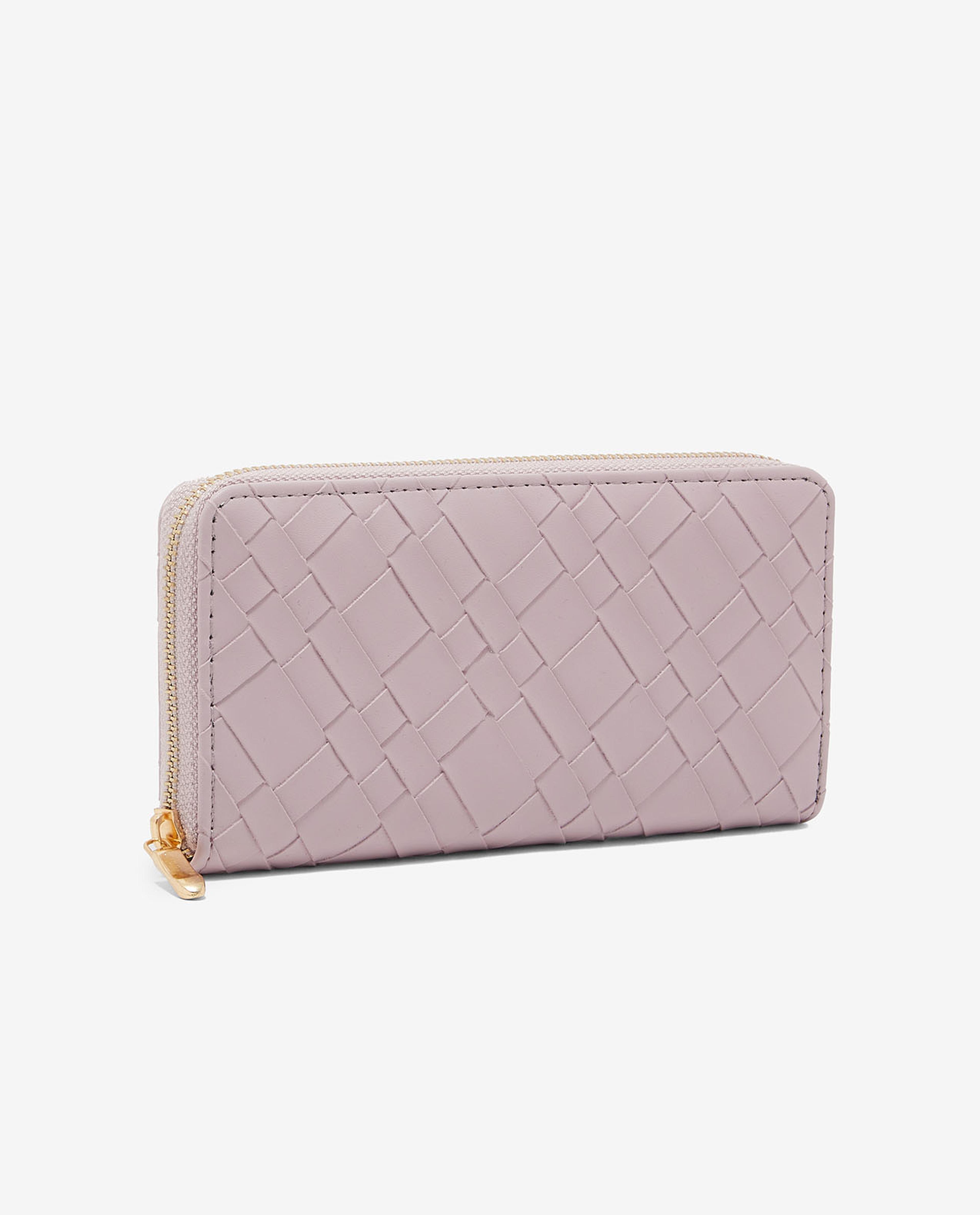 Textured Wallet with Zippered Closure
