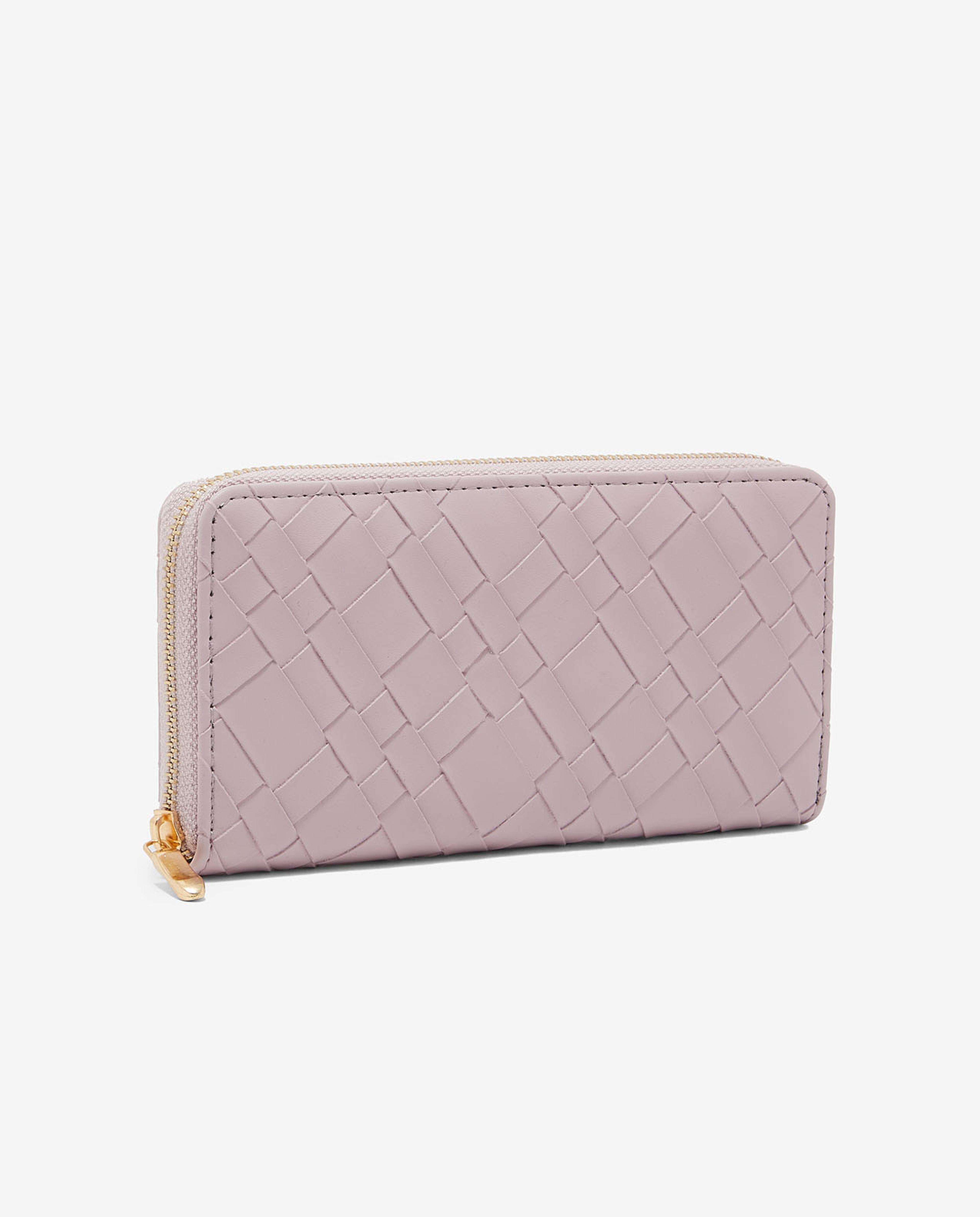 Textured Wallet with Zippered Closure