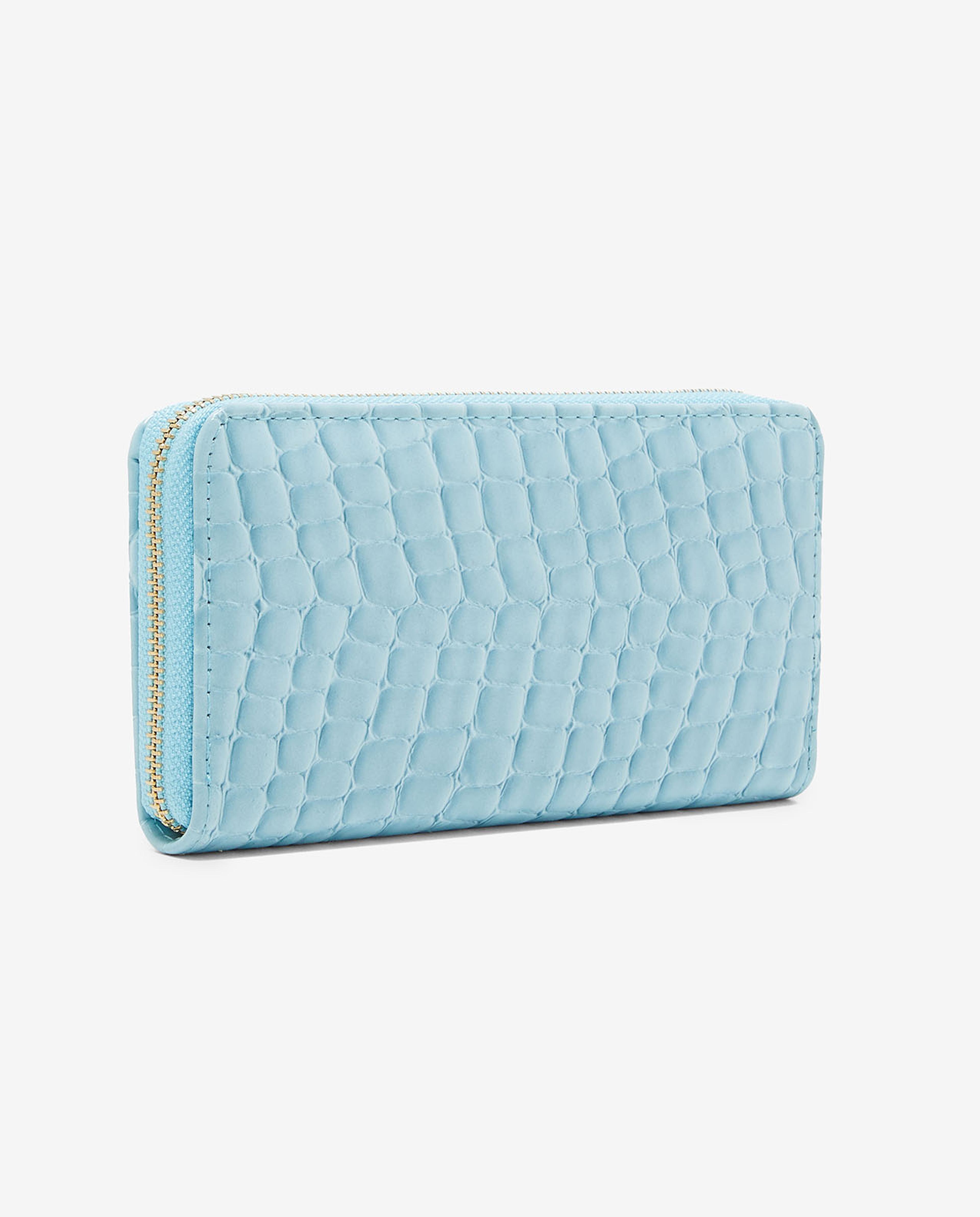 Textured Wallet with Zippered Closure