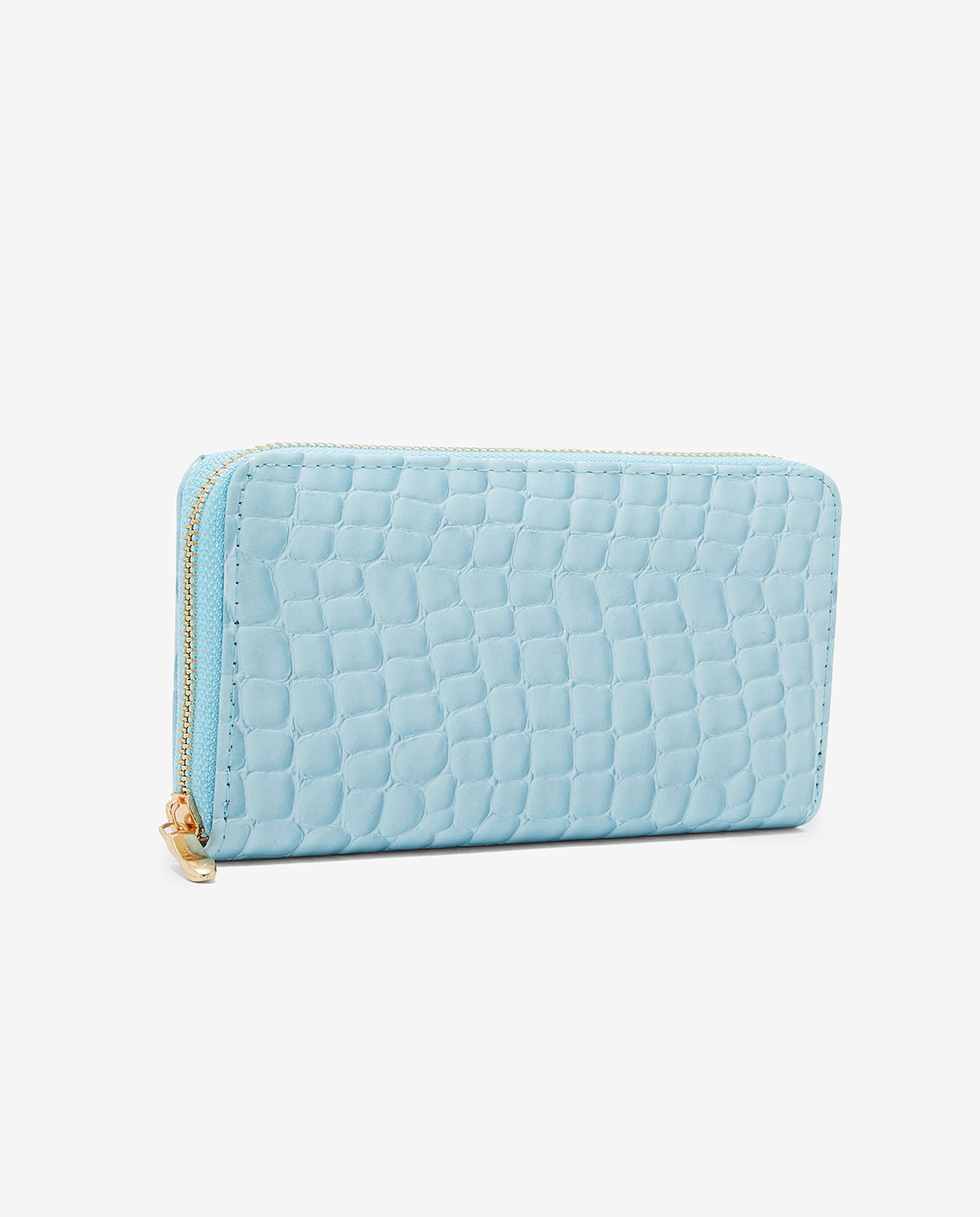 Textured Wallet with Zippered Closure
