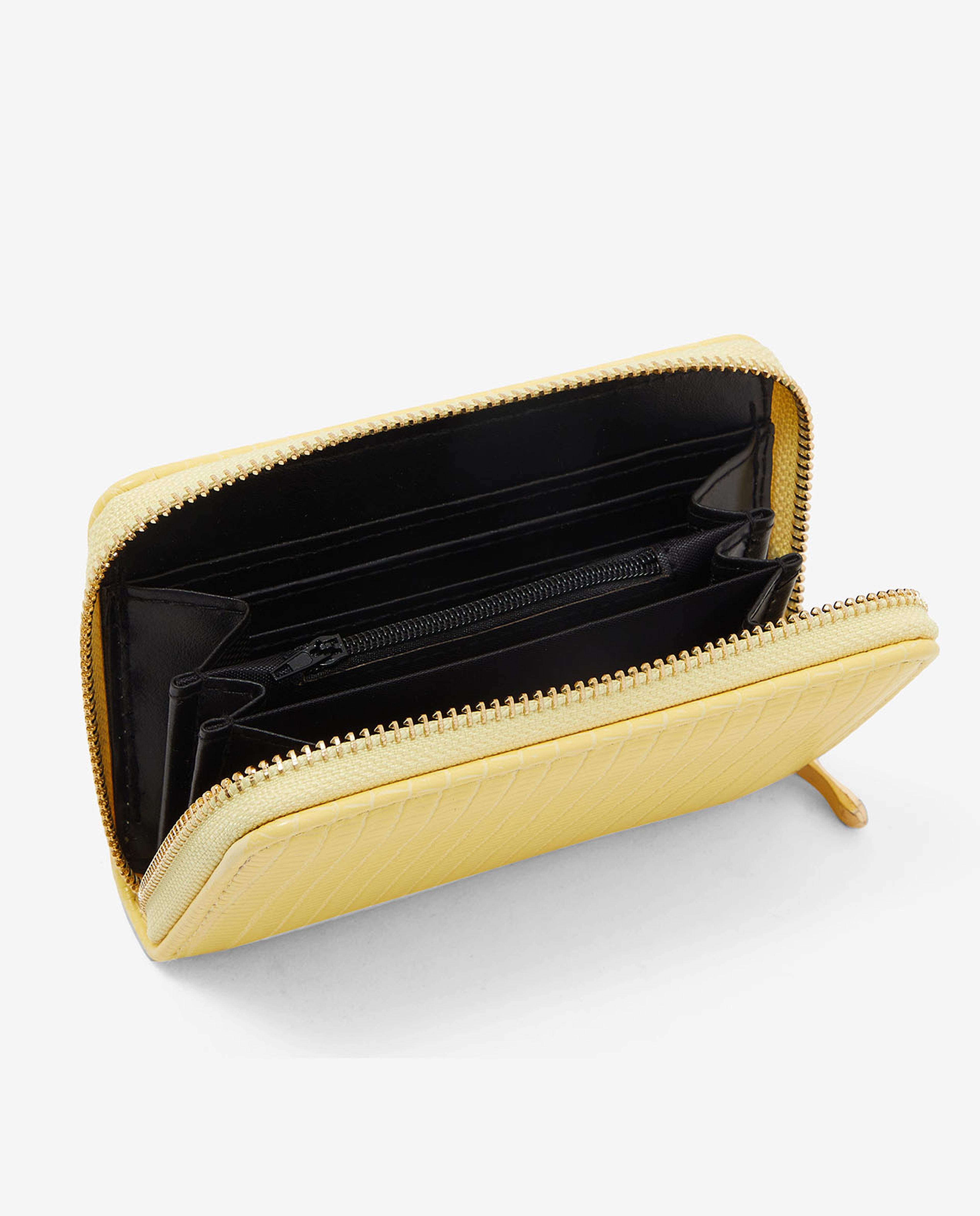 Textured Wallet with Zippered Closure