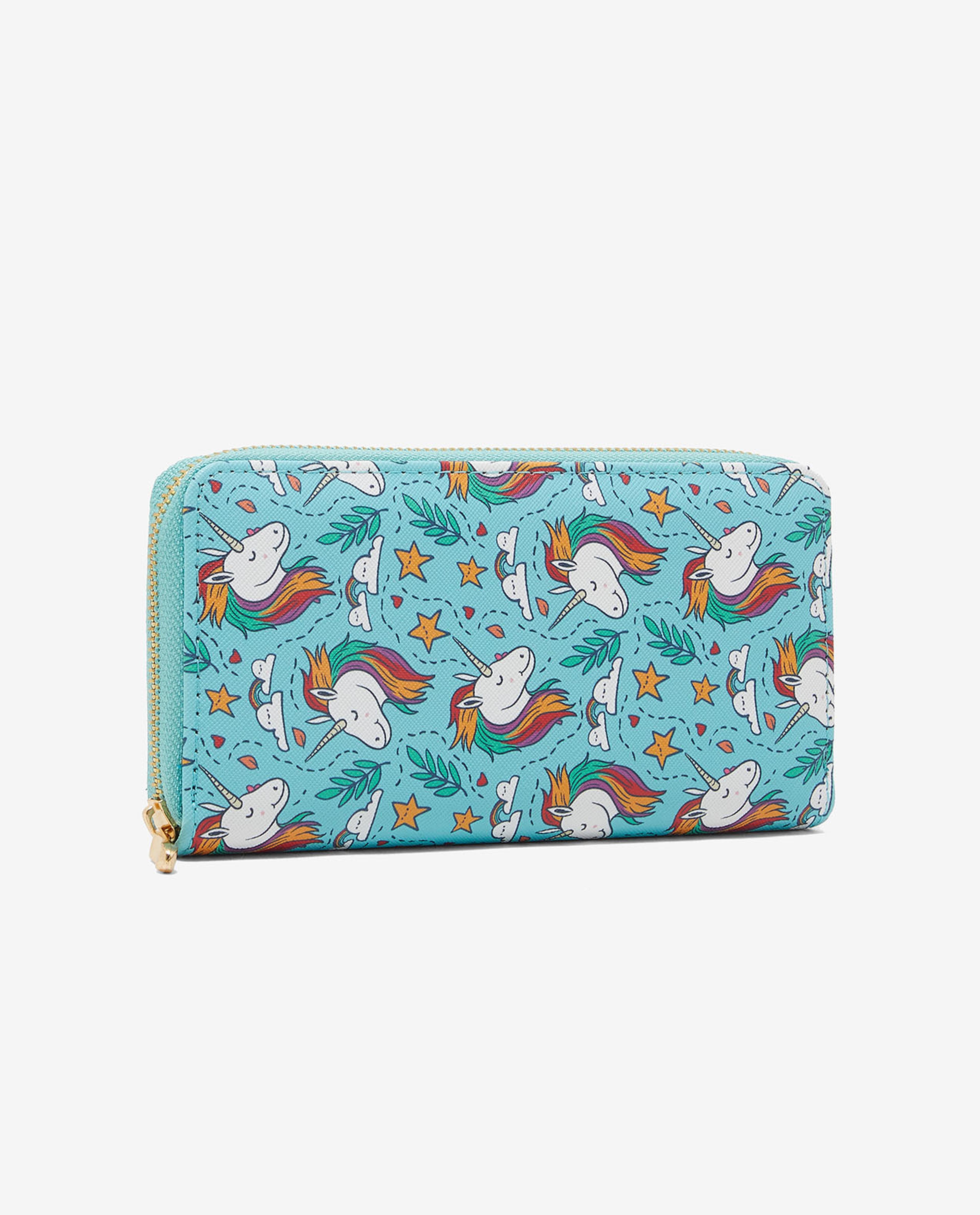 Unicorn Printed Wallet with Zippered Closure