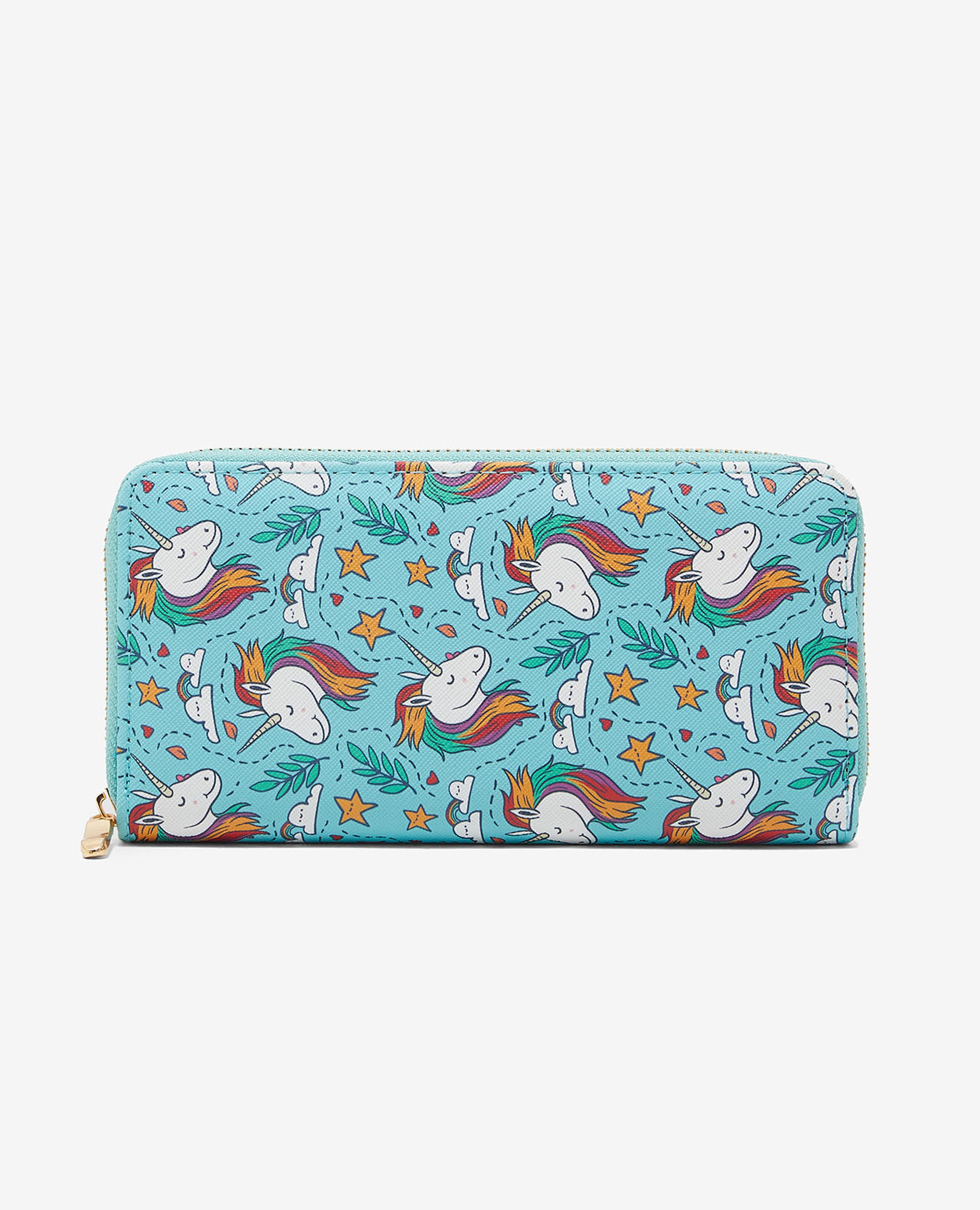 Unicorn Printed Wallet with Zippered Closure