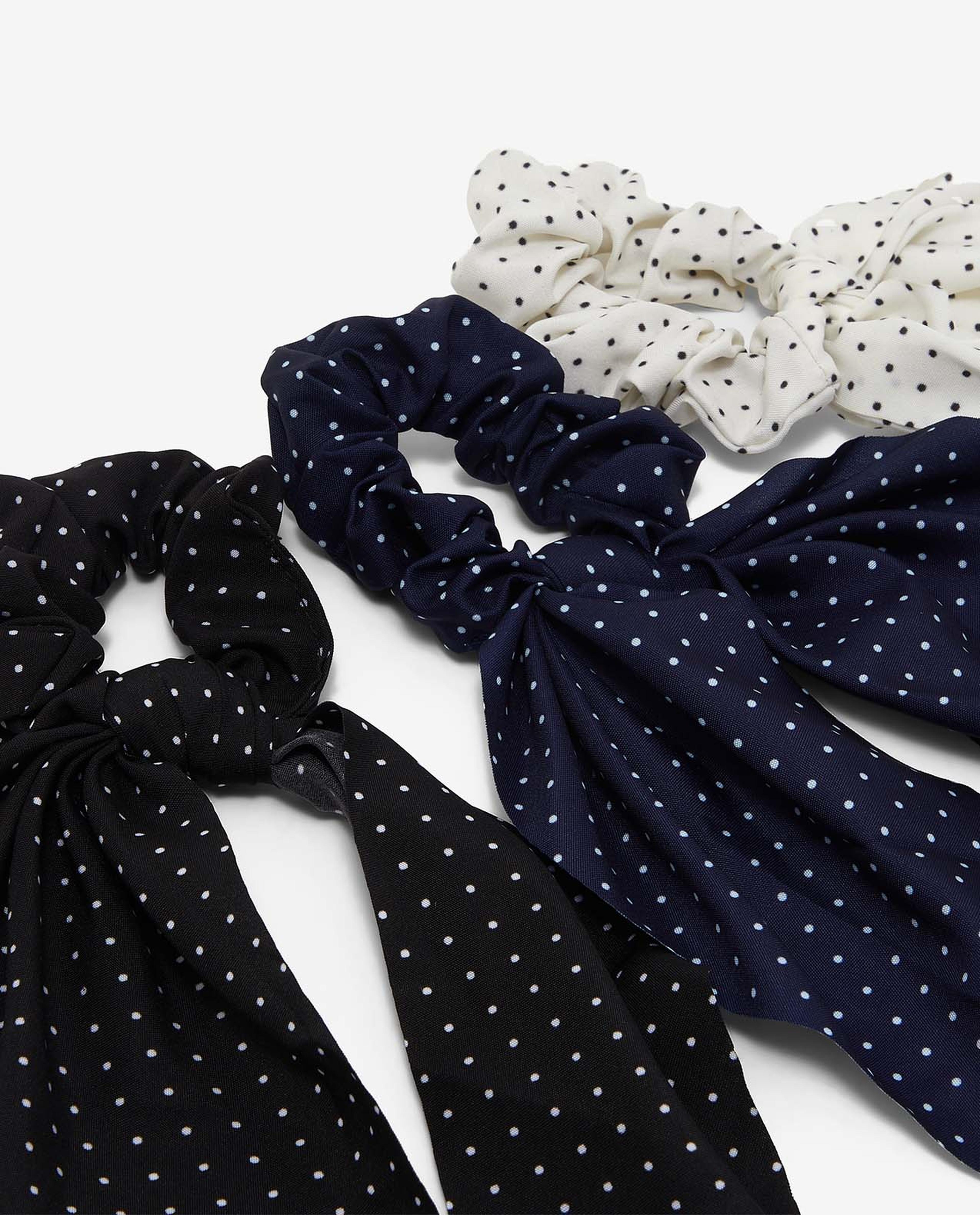 Pack of 3 Polka Dot Bow Scrunchies