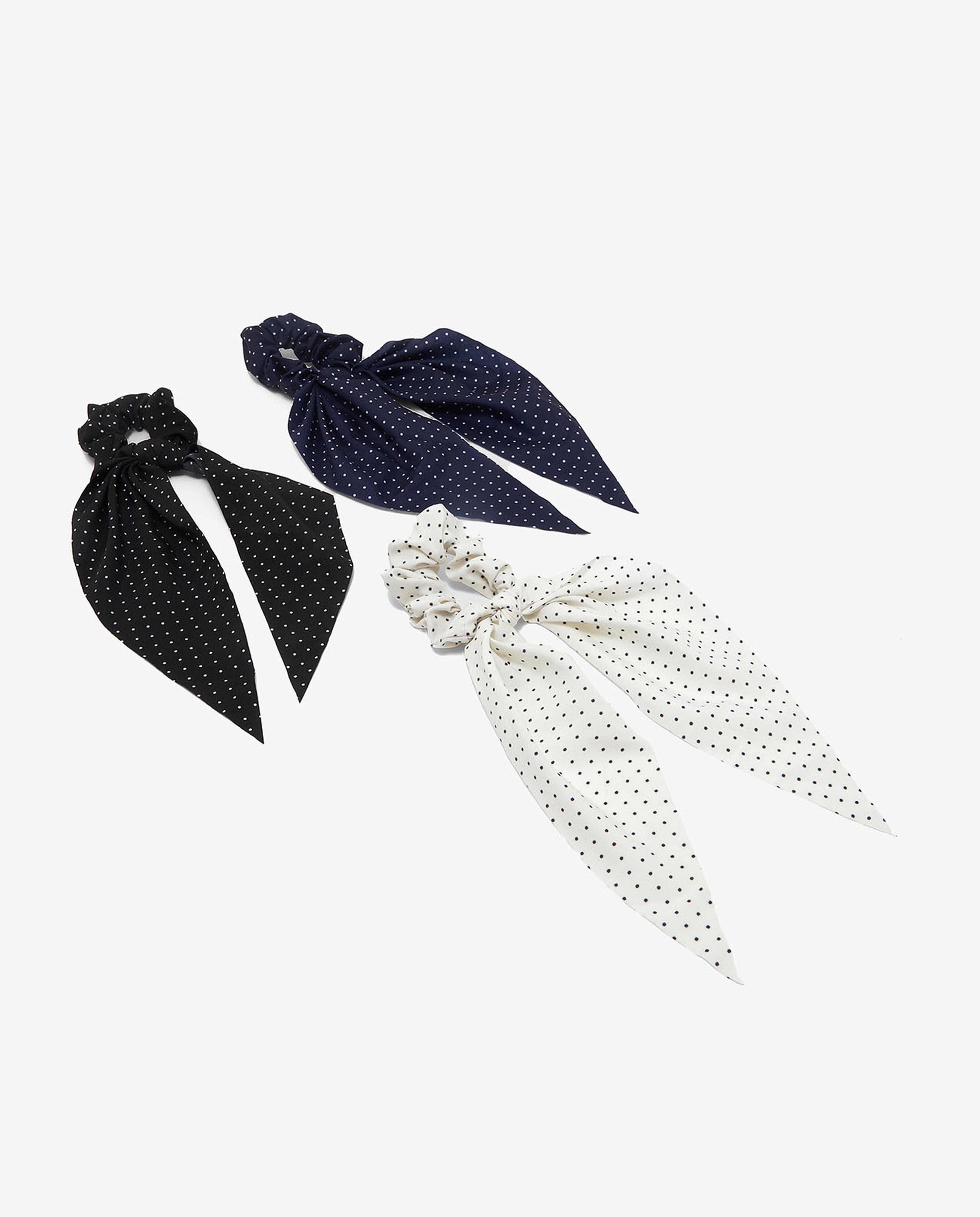 Pack of 3 Polka Dot Bow Scrunchies