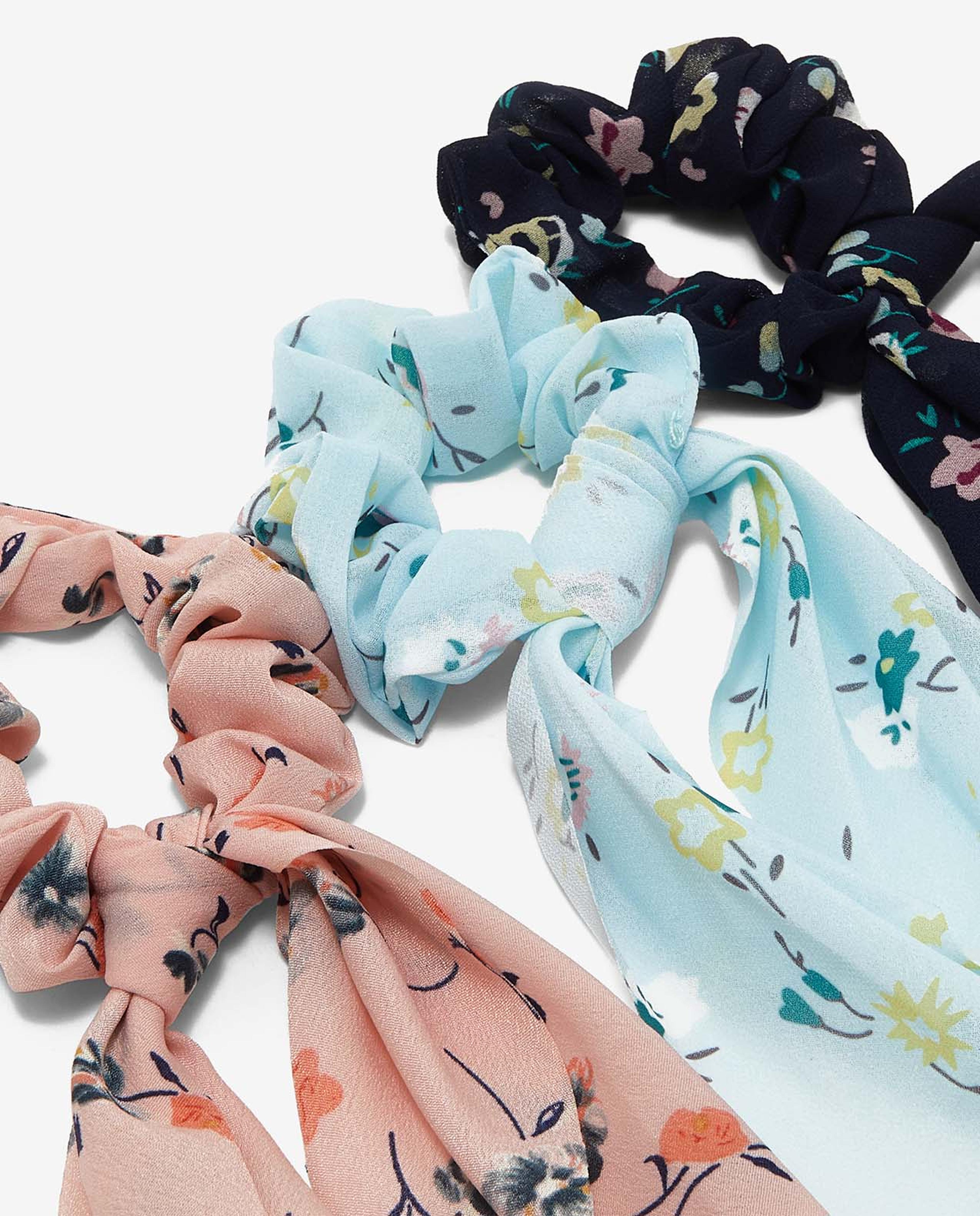 Pack of 3 Floral Printed Bow Scrunchies