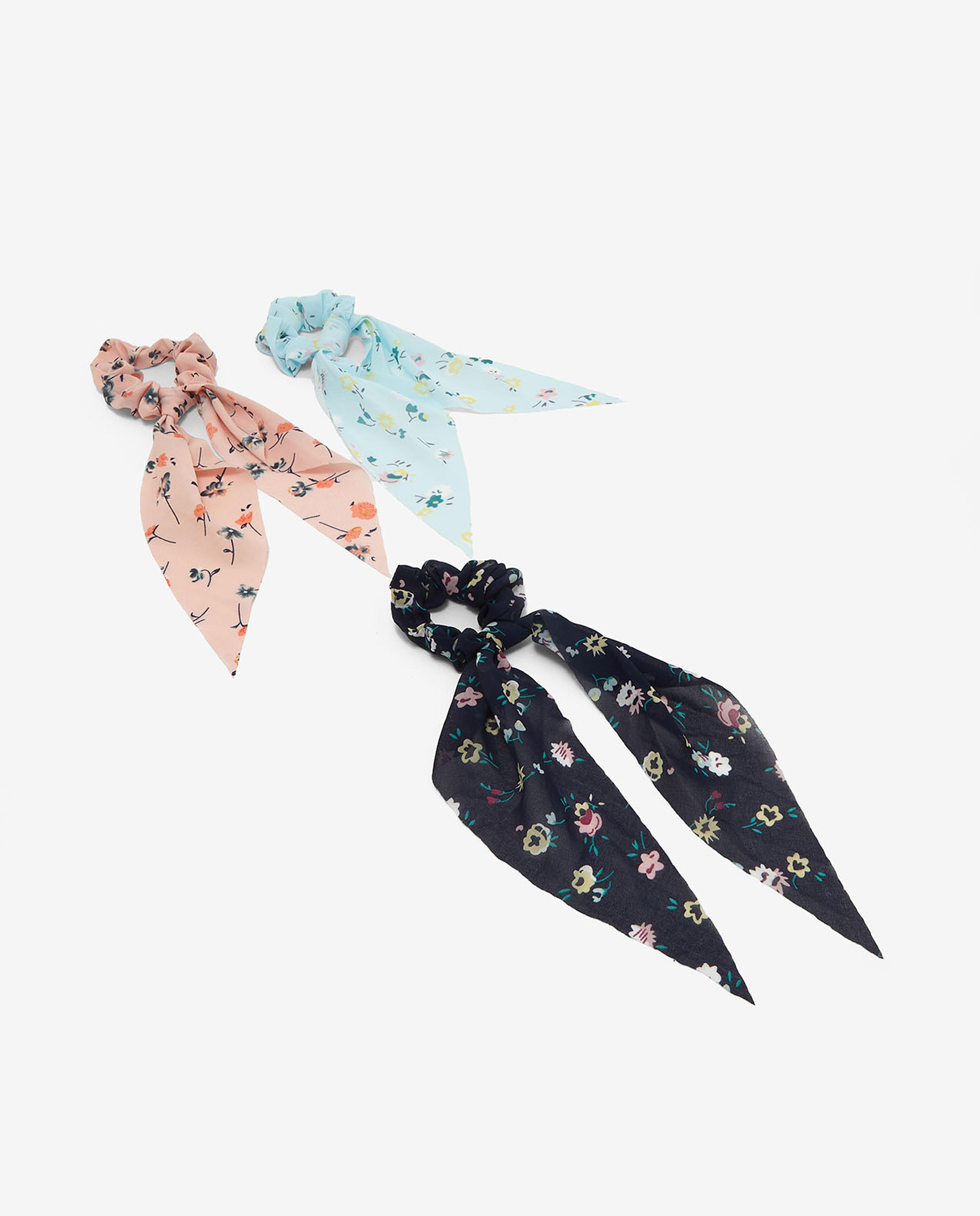 Pack of 3 Floral Printed Bow Scrunchies