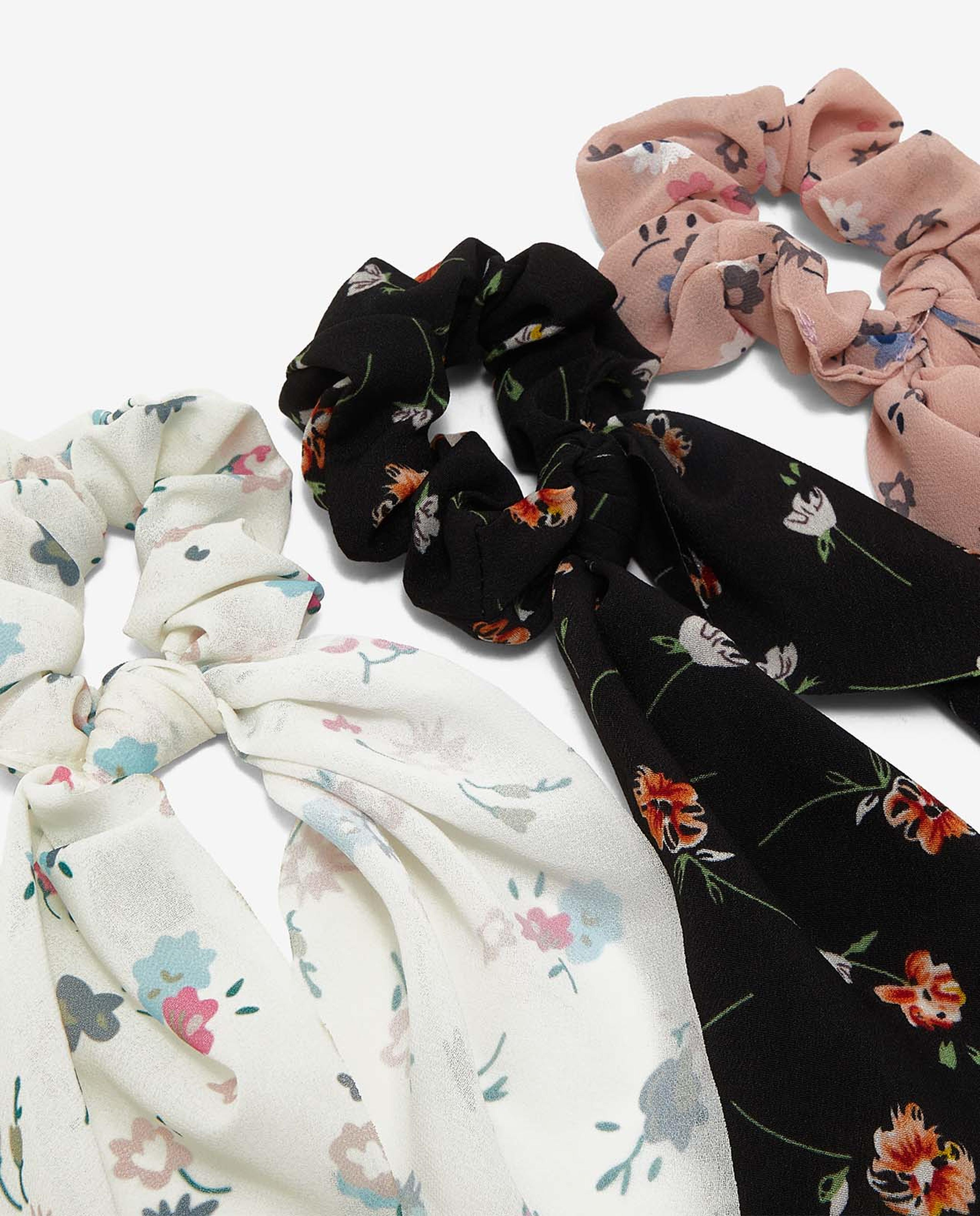 Pack of 3 Floral Printed Bow Scrunchies