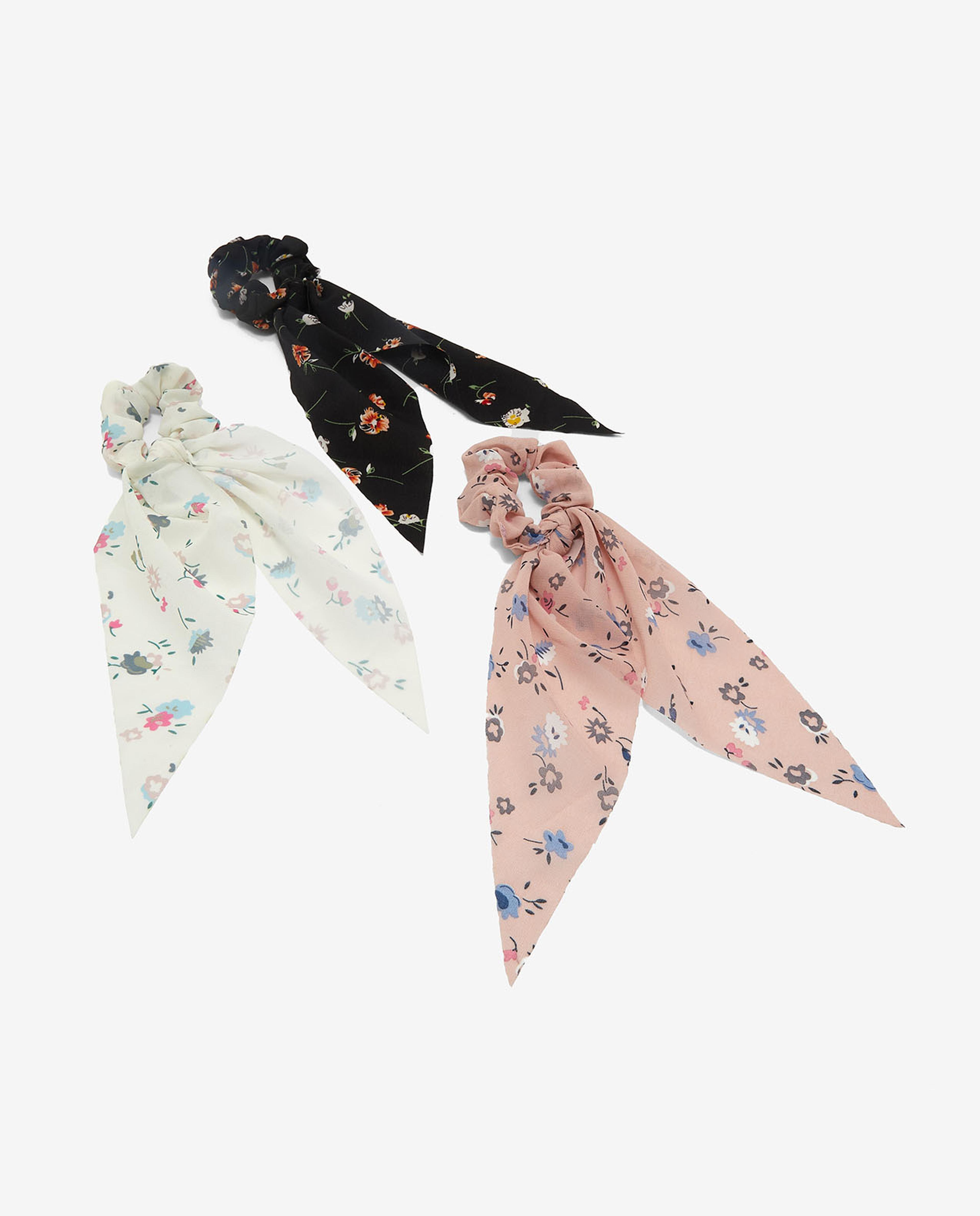 Pack of 3 Floral Printed Bow Scrunchies