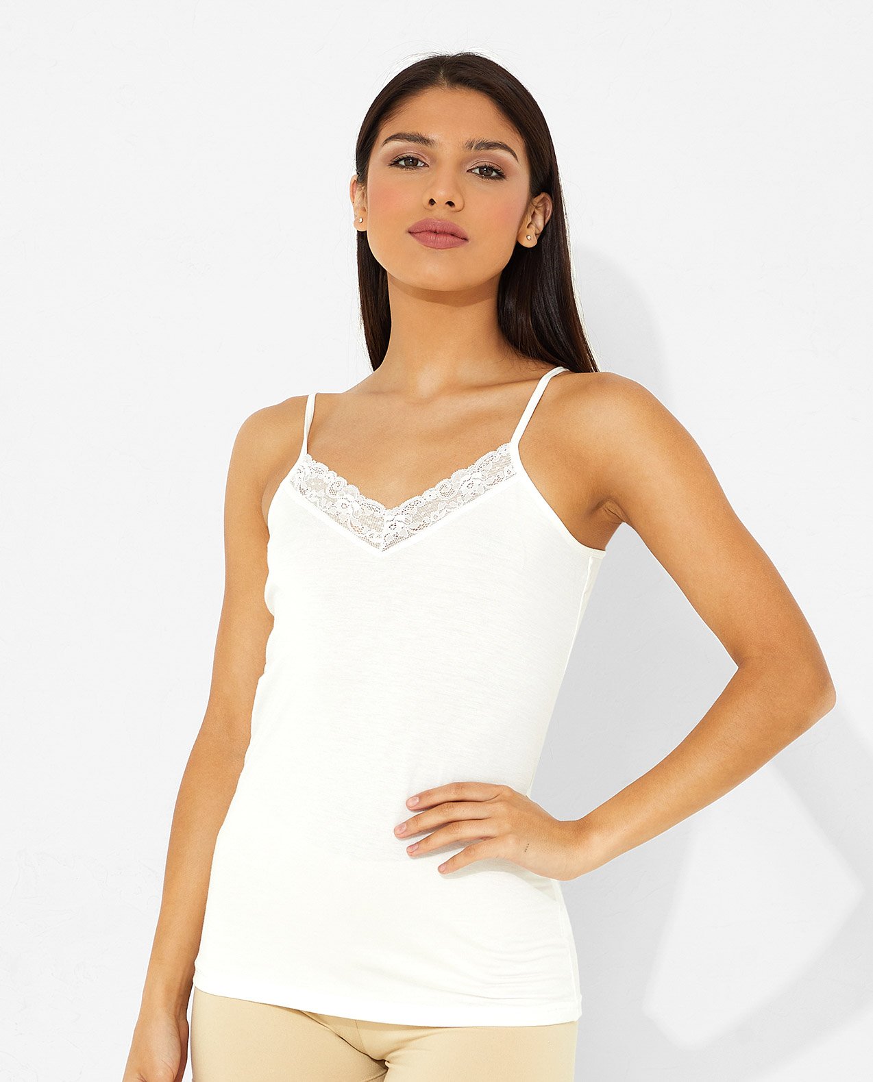 Shop Strapped Camisole with Lace Trim Online | R&B UAE
