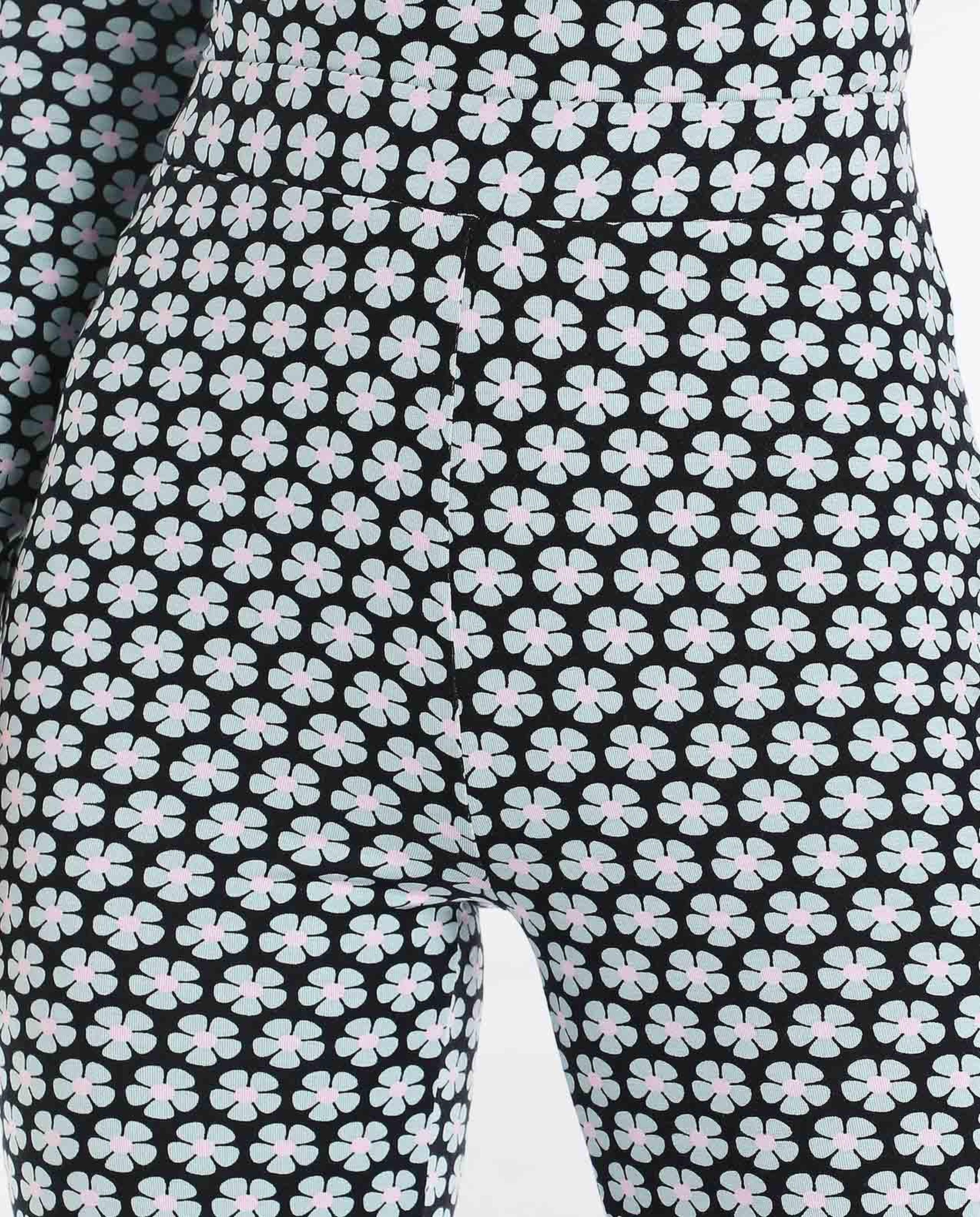 Printed Flare Pants with Elasticated Waist