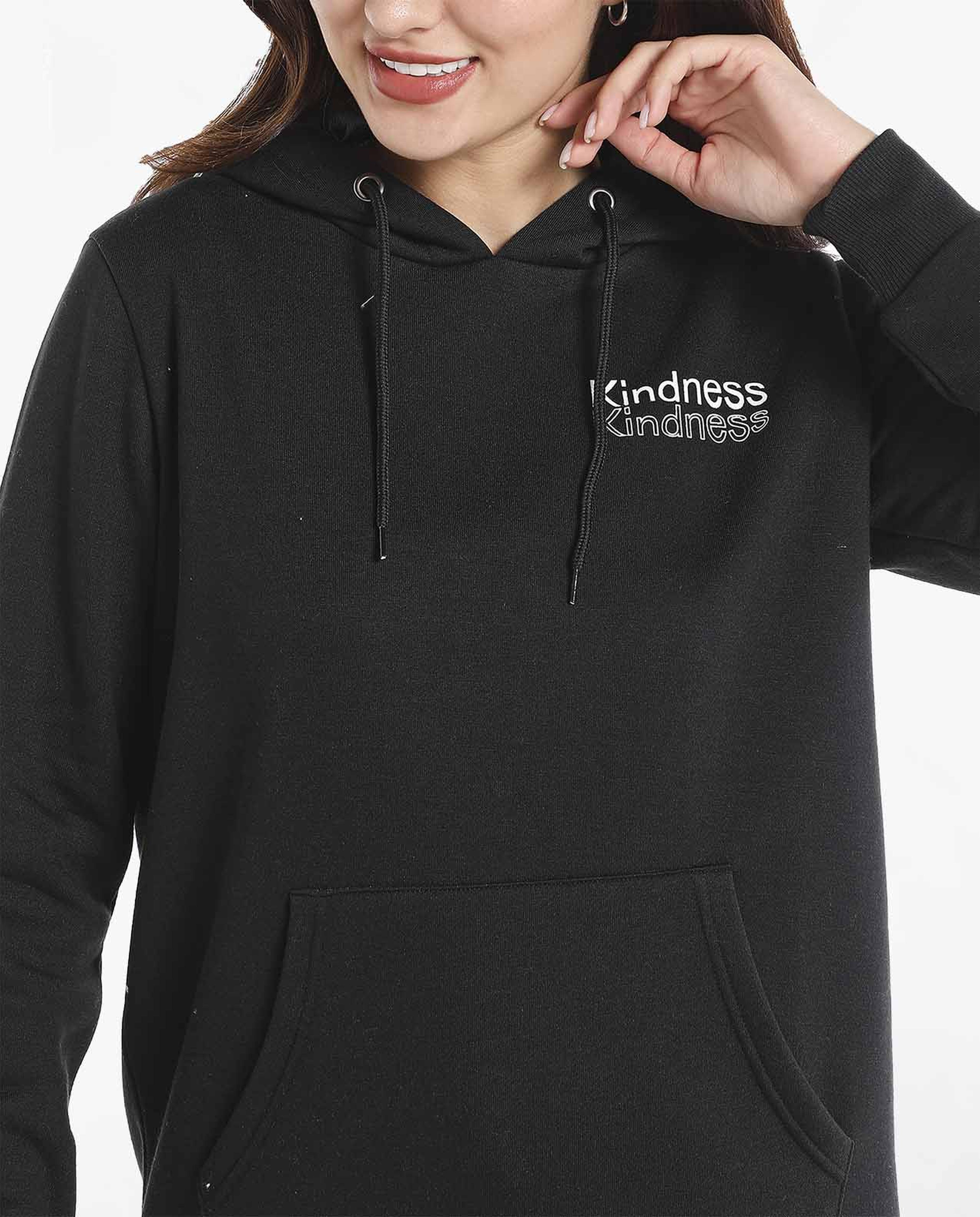 Typography Printed Sweatshirt with Hooded Neck and Long Sleeves